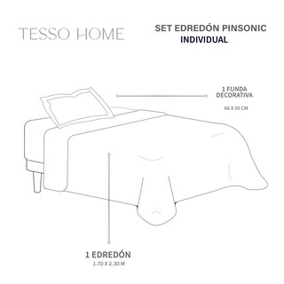 Foto 7 | Edredón Ligero Con Fundas Tesso Home Pinsonic Individual Color Marino Doble Vista