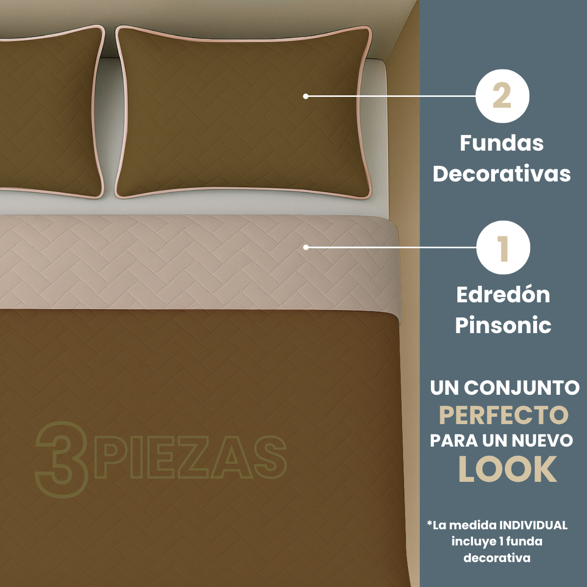 Foto 4 pulgar | Edredón Ligero Con Fundas Tesso Home Pinsonic Individual Color Arena Doble Vista