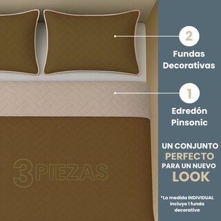 Foto 3 | Edredón Ligero Con Fundas Tesso Home Pinsonic Individual Color Arena Doble Vista