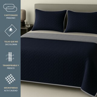 Foto 3 | Edredón Ligero Con Fundas Tesso Home Pinsonic Matrimonial Color Marino Doble Vista