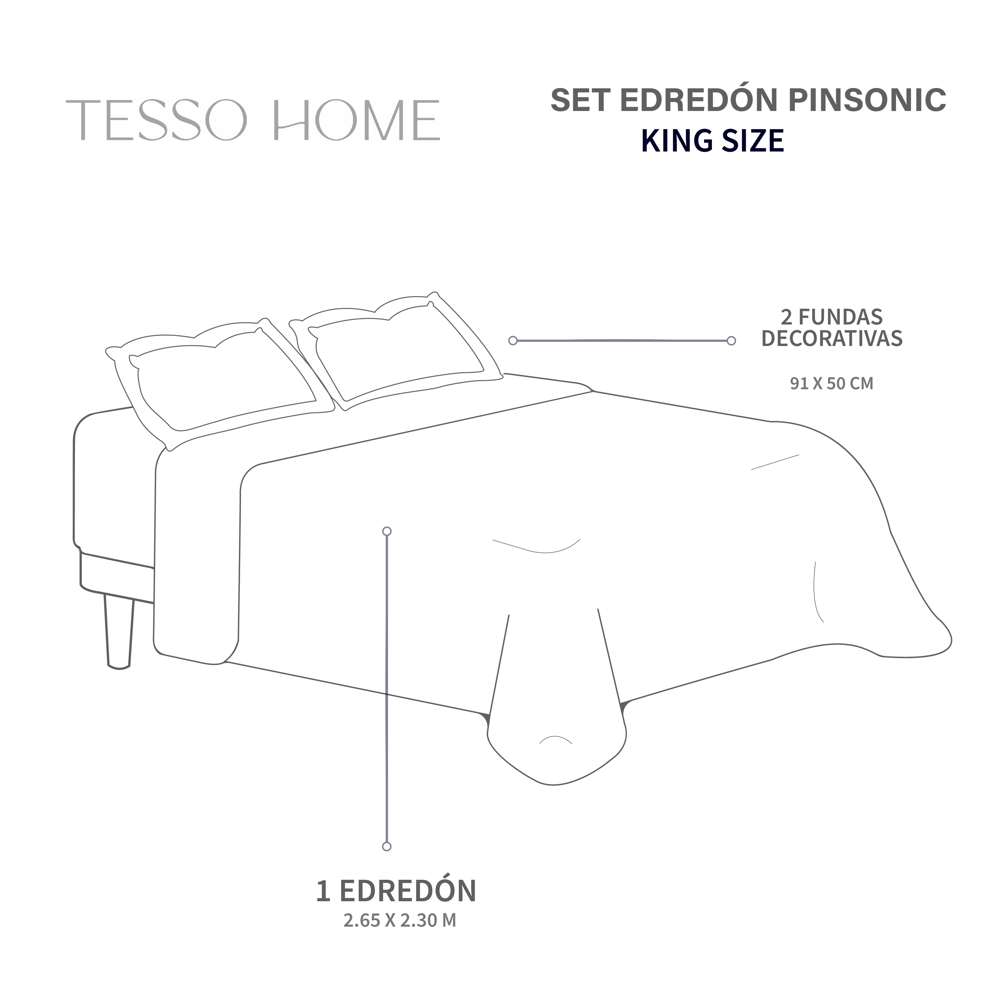Foto 7 | Edredón Ligero Con Fundas Tesso Home Pinsonic King Size Color Negro Doble Vista