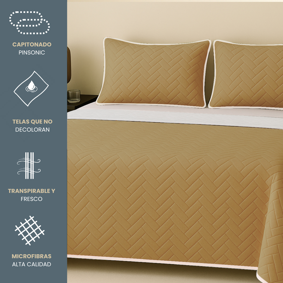 Foto 2 | Edredón Ligero Con Fundas Tesso Home Pinsonic Individual Color Beige Doble Vista
