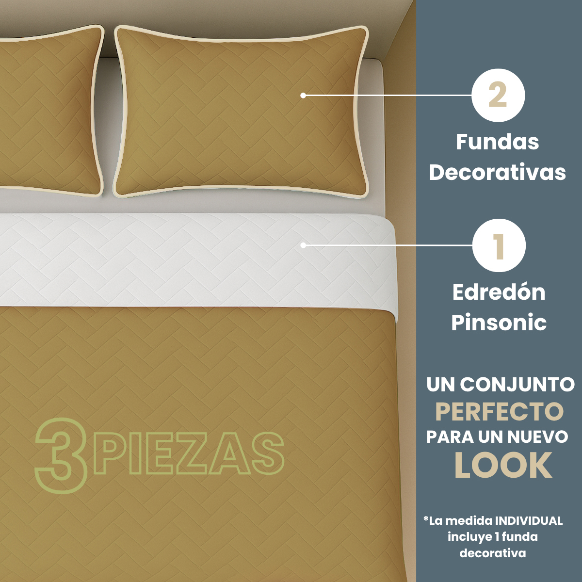 Foto 4 pulgar | Edredón Ligero Con Fundas Tesso Home Pinsonic Individual Color Beige Doble Vista