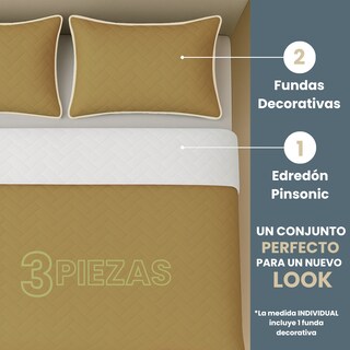 Foto 3 | Edredón Ligero Con Fundas Tesso Home Pinsonic Individual Color Beige Doble Vista