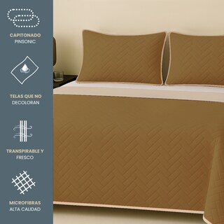 Foto 3 | Edredón Ligero Con Fundas Tesso Home Pinsonic Matrimonial Color Arena Doble Vista