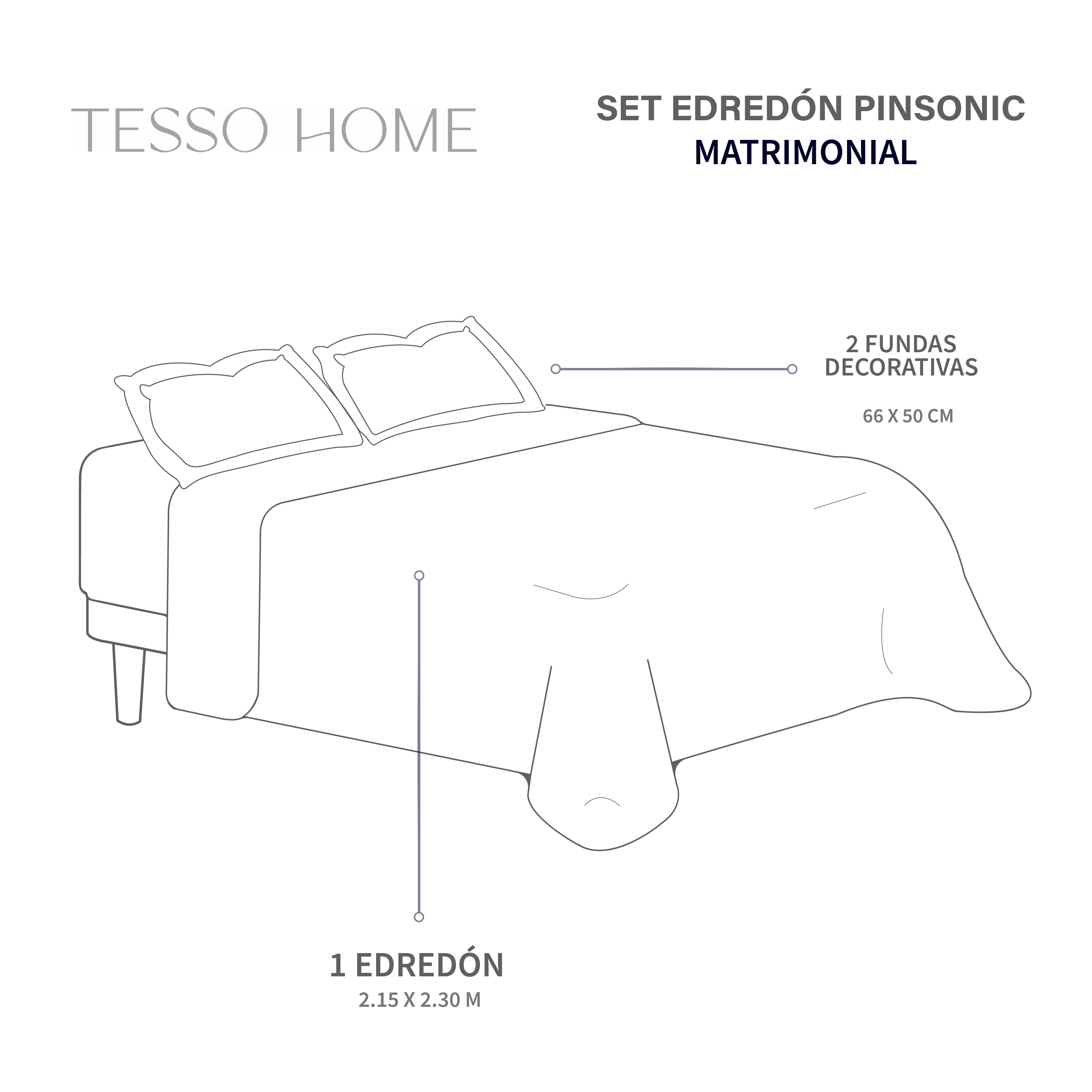 Foto 7 | Edredón Ligero Con Fundas Tesso Home Pinsonic Matrimonial Color Arena Doble Vista