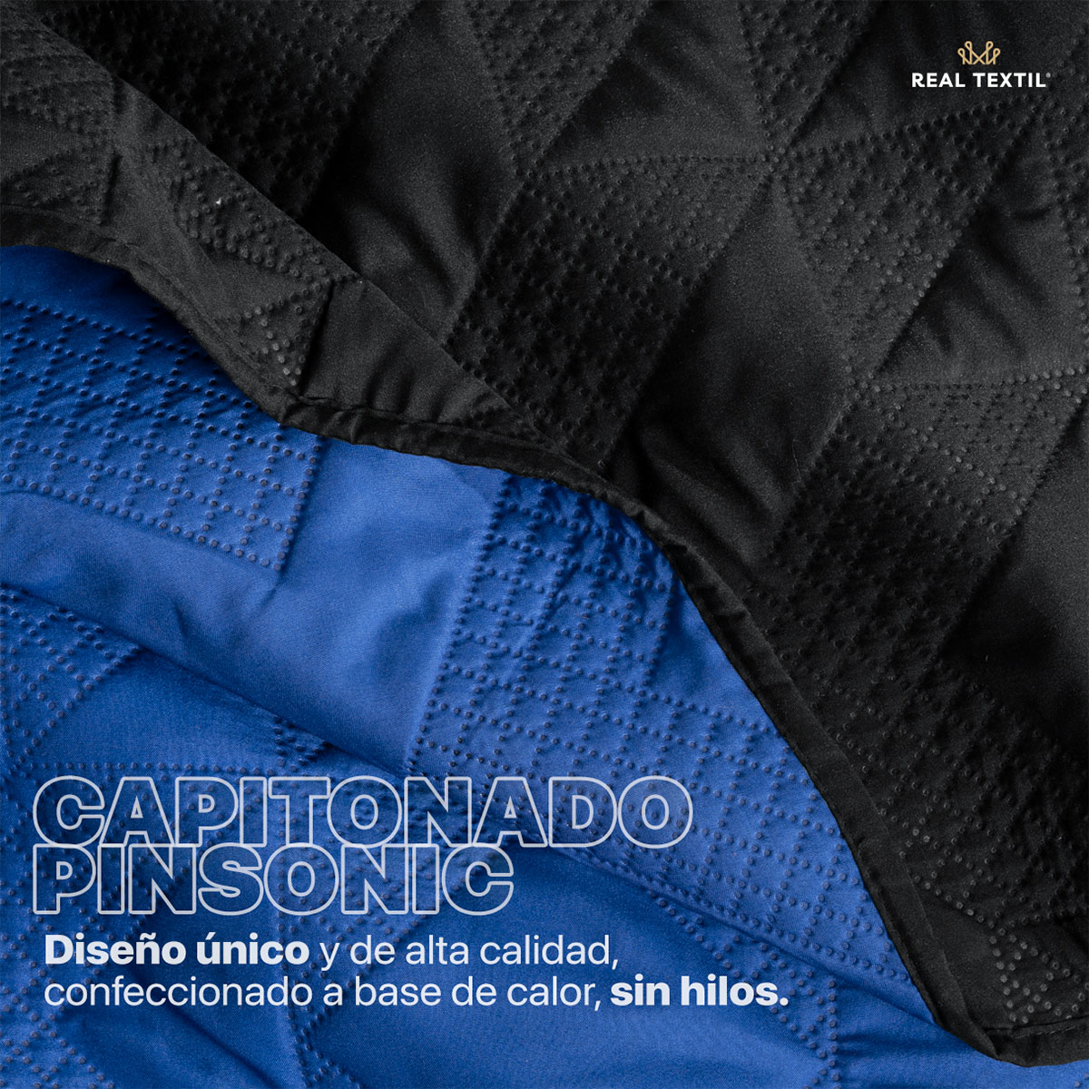 Foto 7 pulgar | Edredón Ligero King Size Con Fundas De Almohada Real Textil Pinsonic Doble Vista Azul Rey - Negro