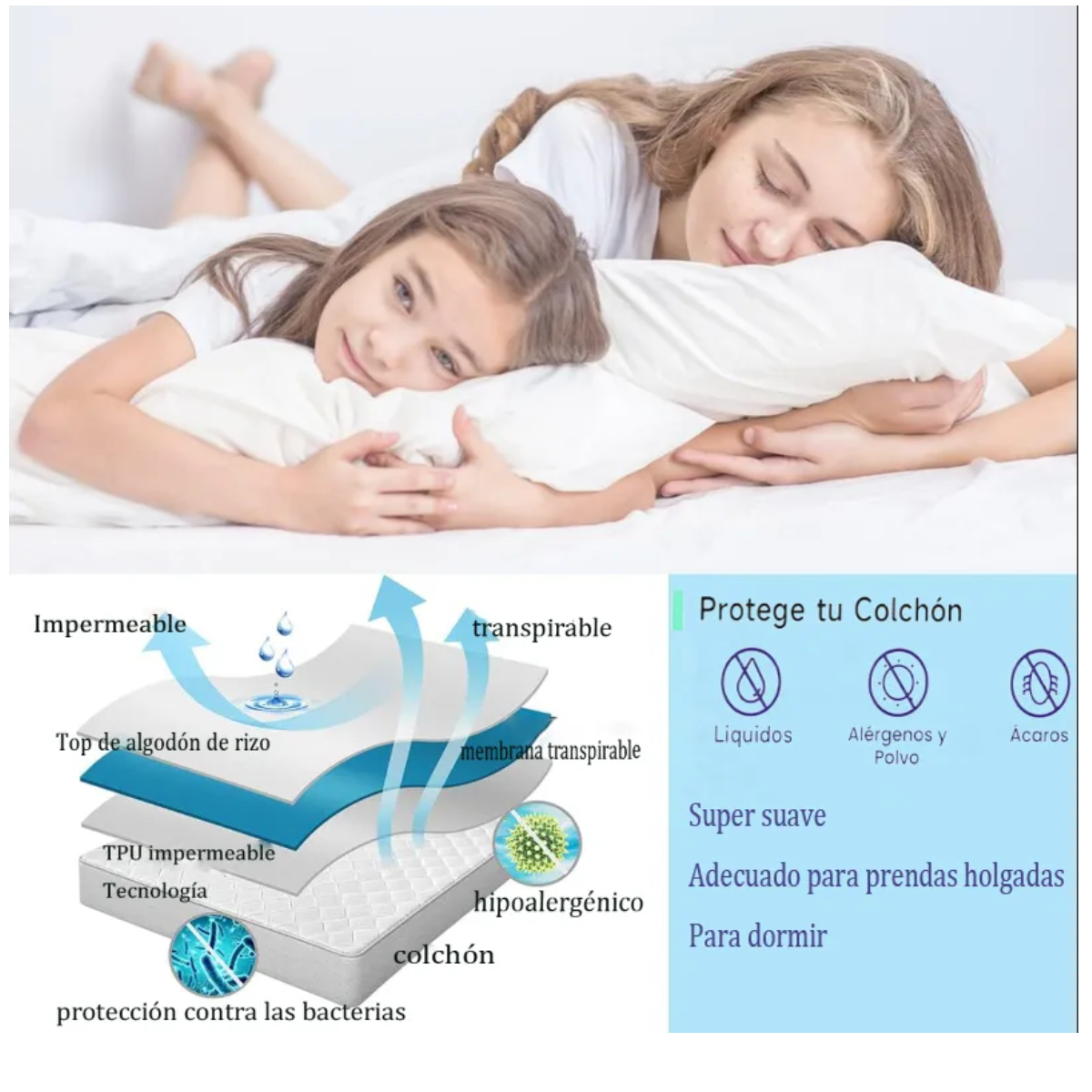 Foto 4 pulgar | Cubrecolchón Impermeable King Size Eo Safe Imports ESI-19410