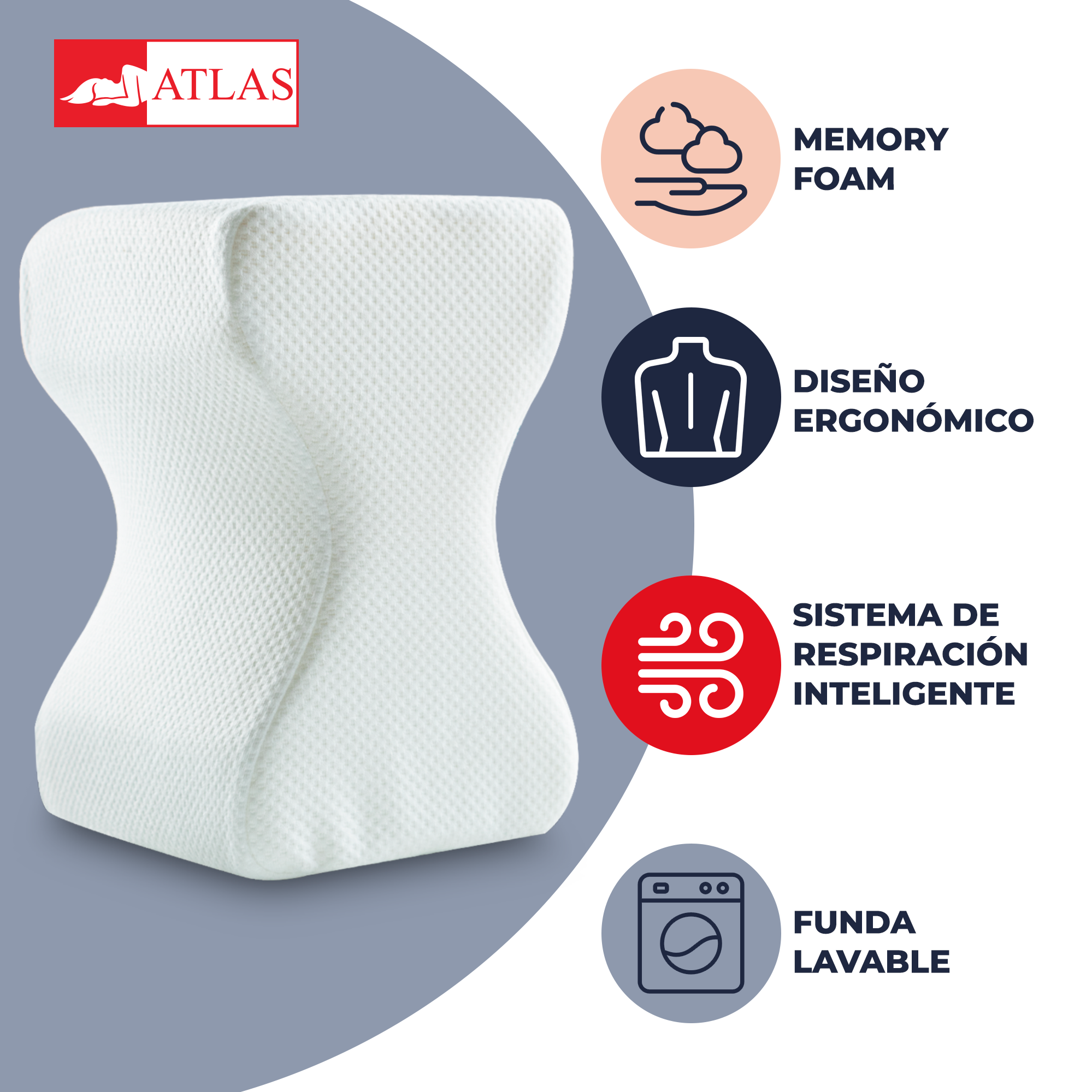 Foto 4 pulgar | Almohada Ortopédica Atlas Basics para Pierna y Rodilla