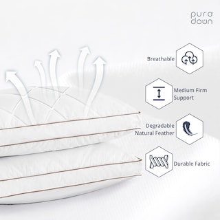 Foto 2 | Almohada Puredown Con Plumas De Ganso Y Plumón, 95% Plumas Y 5% Plumón - Venta Internacional.