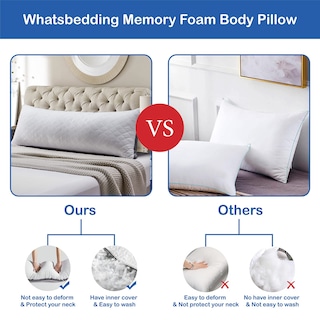 Foto 5 | Almohada Corporal De Espuma Viscoelástica Whatsbedding Fluffy, 20 X 54 Pulgadas, Blanca - Venta Internacional.
