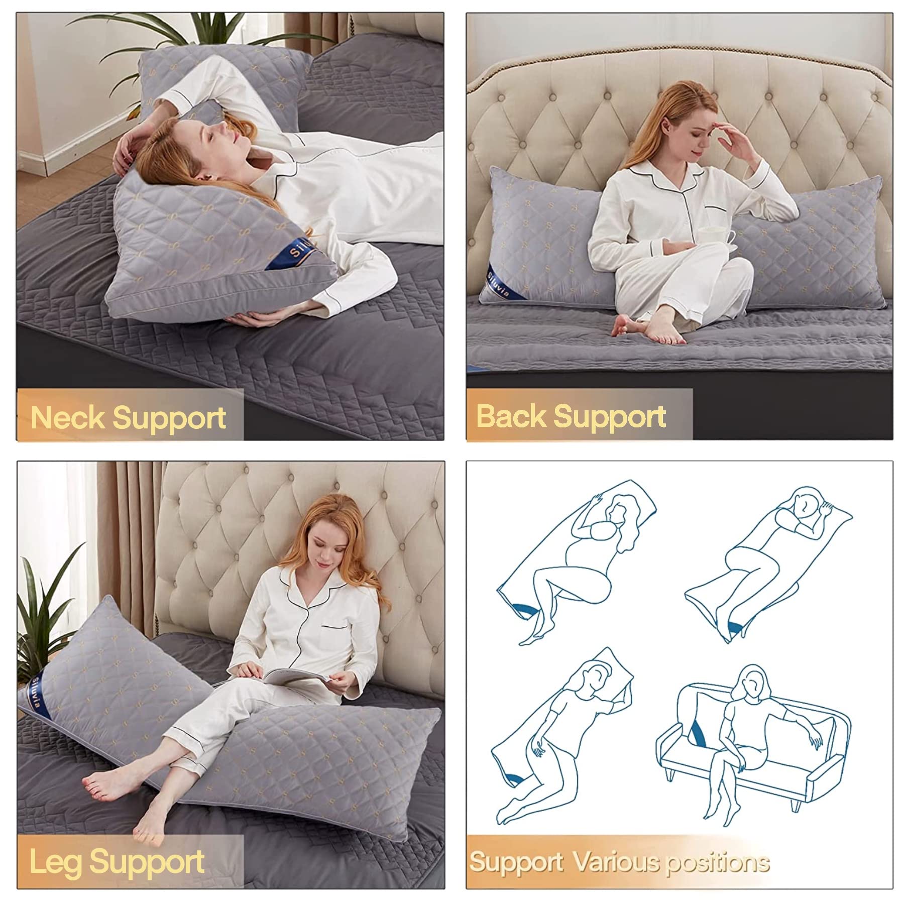 Foto 4 pulgar | Almohada Corporal Siluvia Premium, Ajustable, Tipo Loft, Acolchada, 21 X 54 Cm - Venta Internacional.