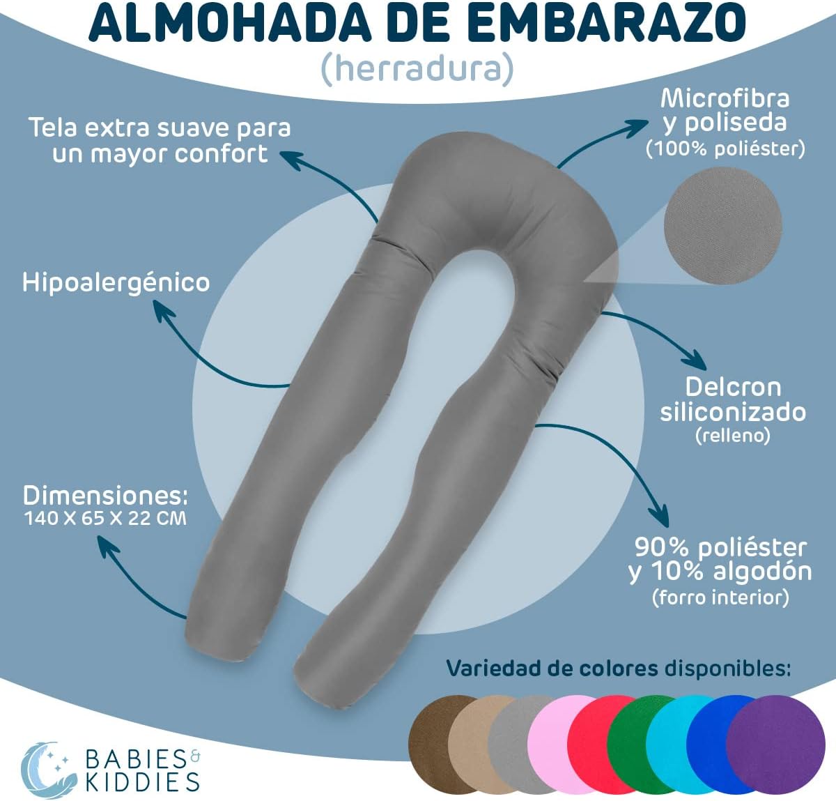 Foto 6 pulgar | Almohada de Embarazo Babies And Kiddies Azul