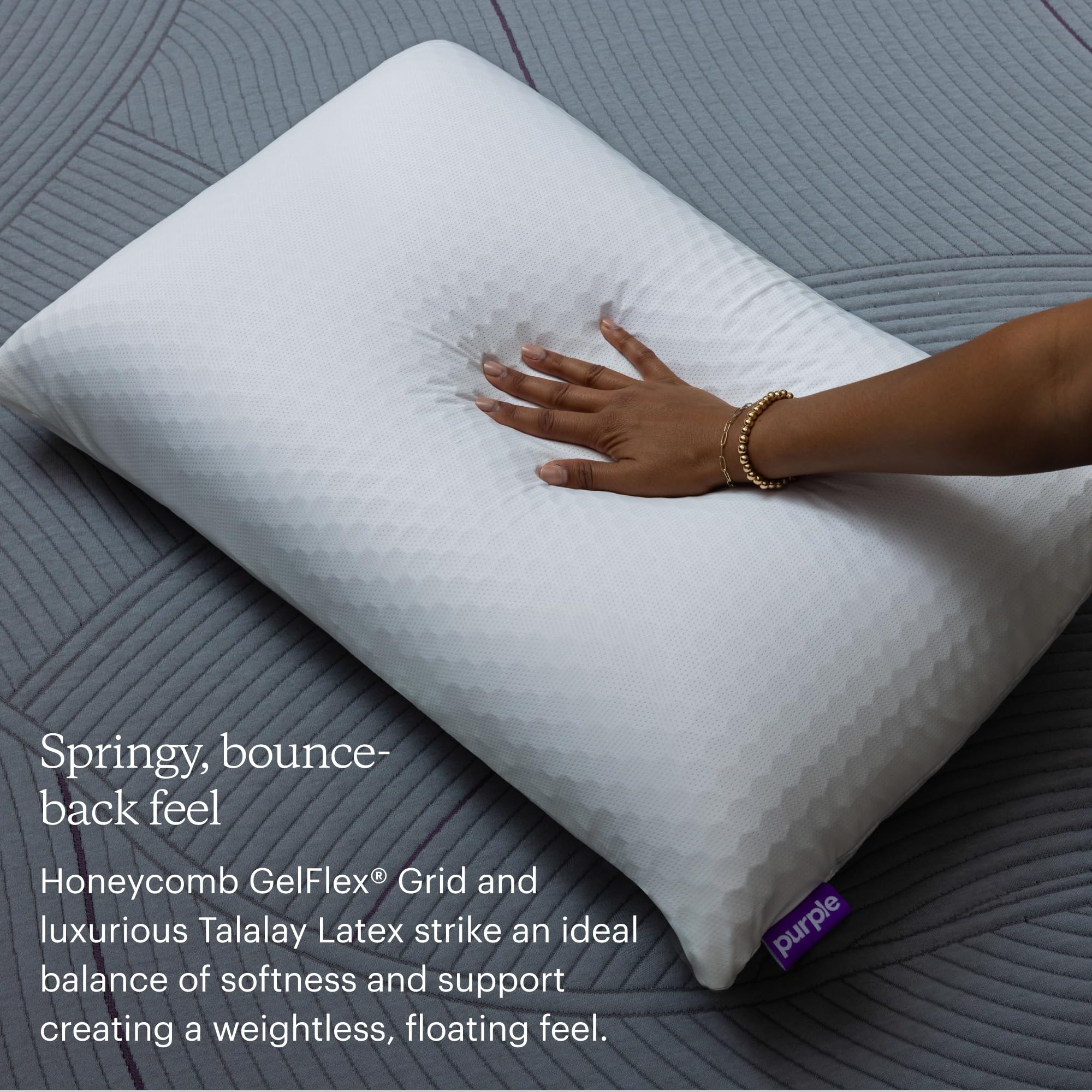 Foto 5 | Pillow Purple Harmony Hex Grid, Sin Soporte De Presión, Tamaño Mediano - Venta Internacional.