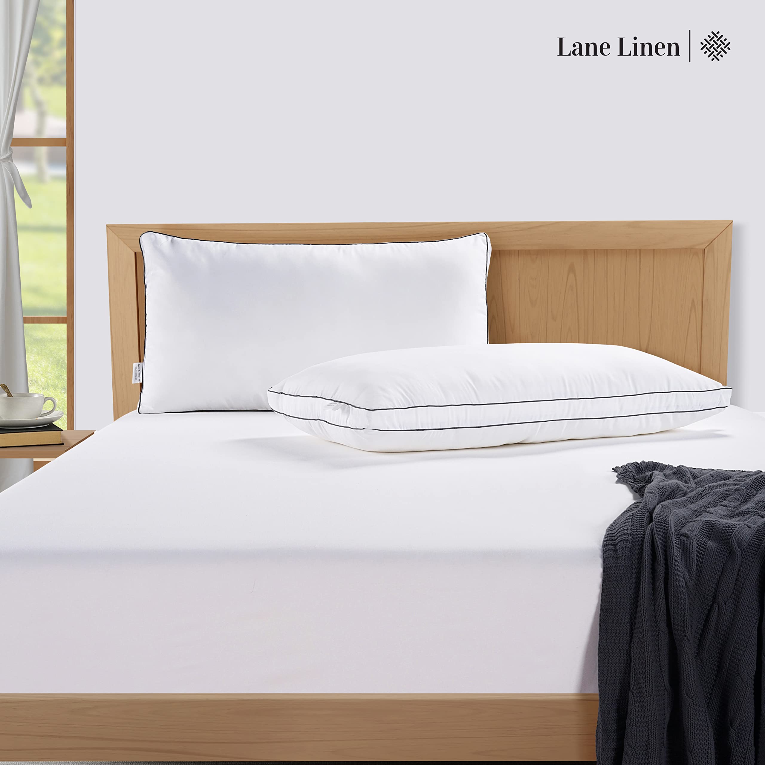 Foto 2 | Almohadas De Cama Lane Linen, Tamaño Queen, Juego De 2 Unidades - Venta Internacional.