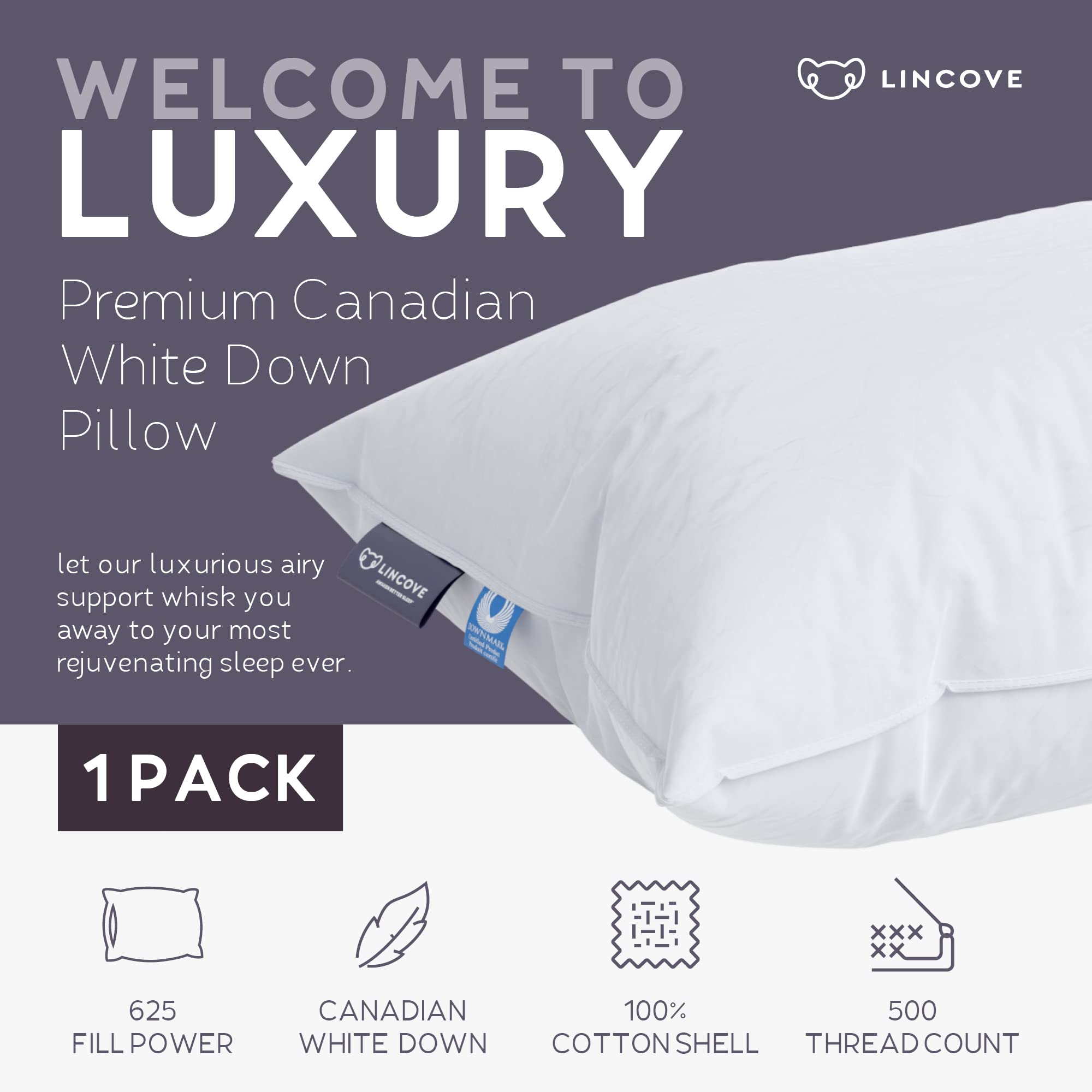 Foto 2 | Almohada Lincove Cloud Natural Canadian White Down - Venta Internacional