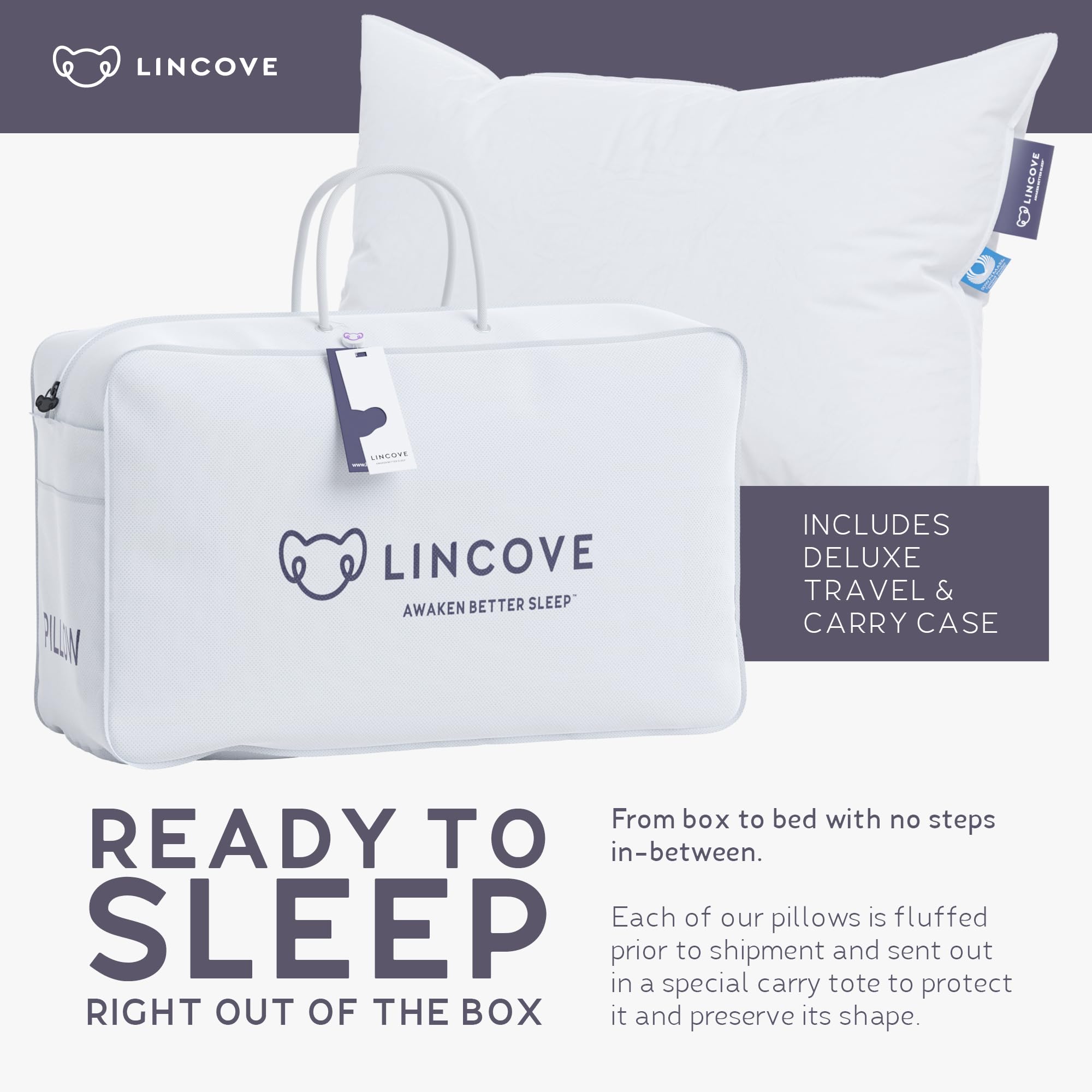 Foto 6 | Almohada Lincove Cloud Natural Canadian White Down - Venta Internacional