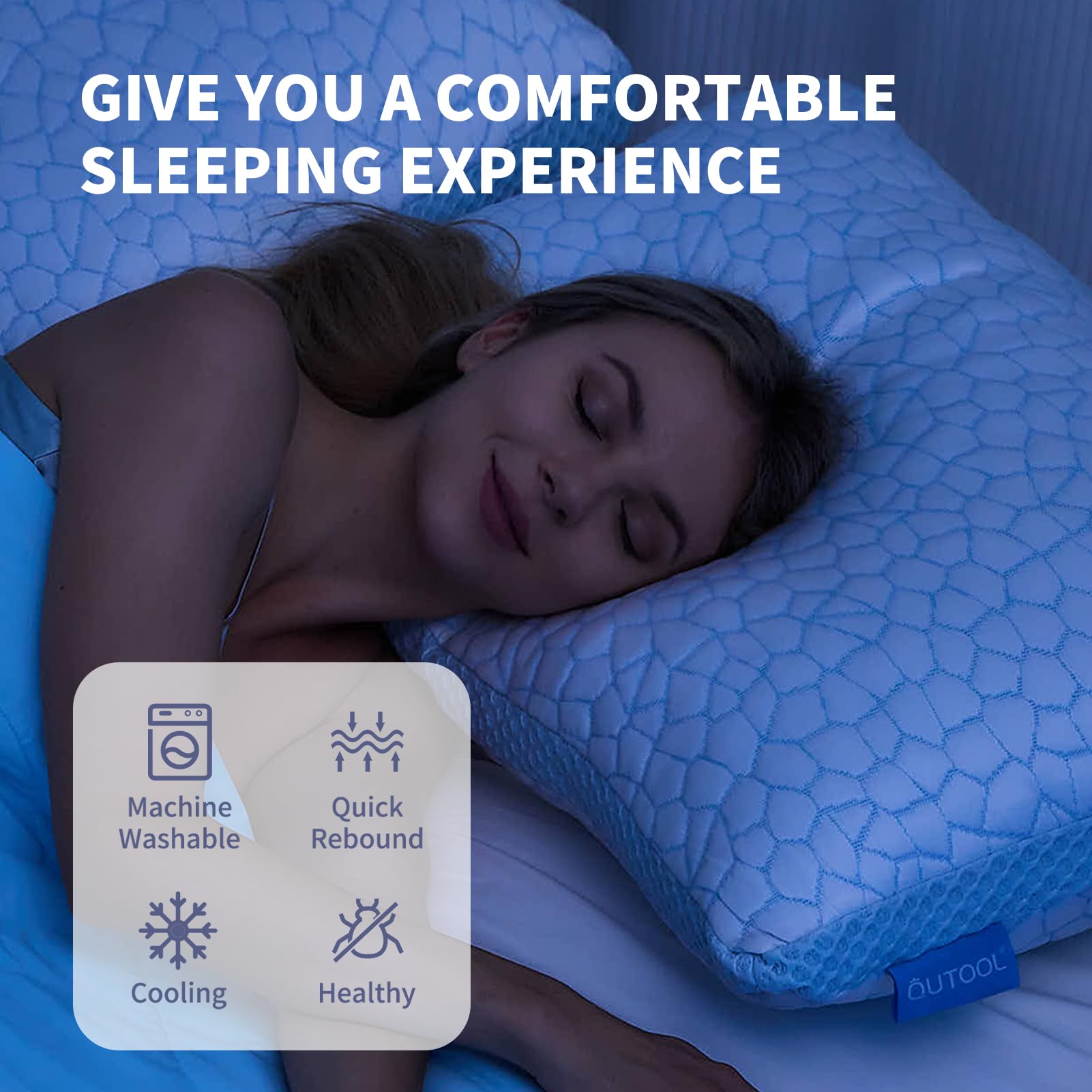 Foto 7 pulgar | Almohada Qutool Queen, Espuma Viscoelástica De Doble Cara, Refrigerada - Venta Internacional.