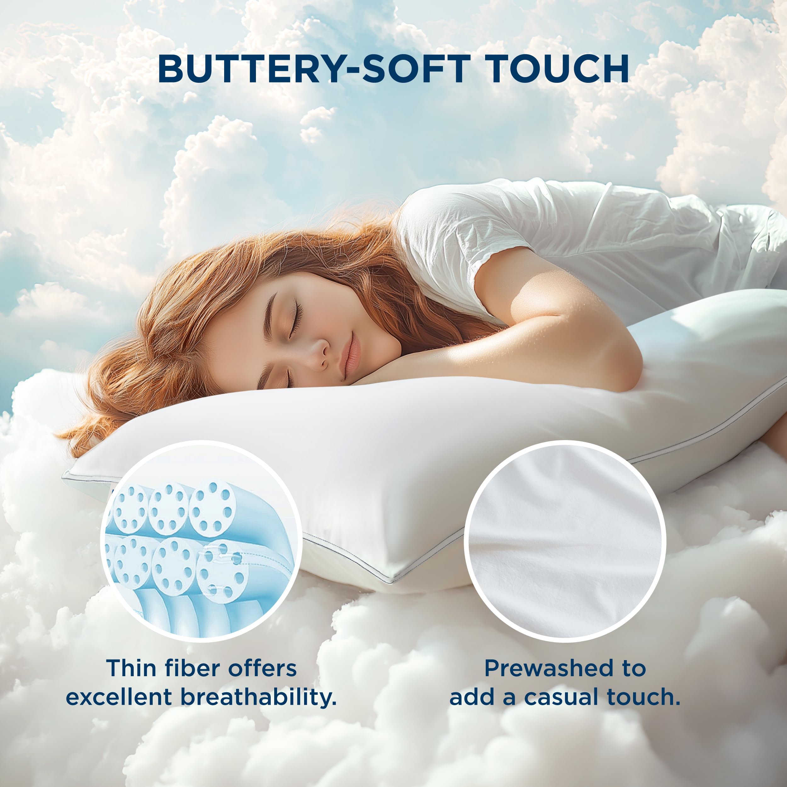 Foto 2 | Juego De 2 Almohadas Bedsure Fluffy, Tamaño Estándar, 19 X 26 Cm - Venta Internacional.