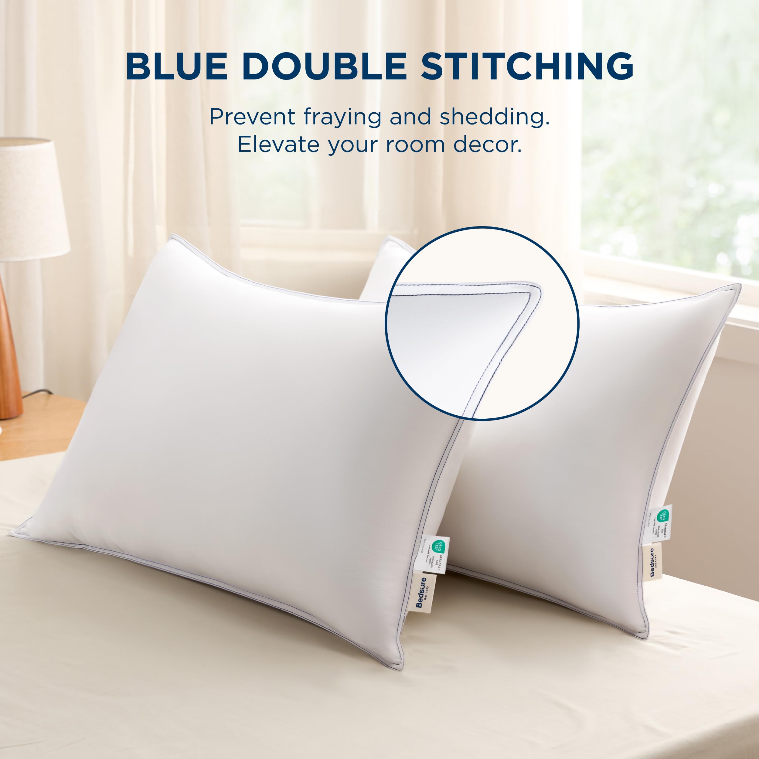 Foto 4 | Juego De 2 Almohadas Bedsure Fluffy, Tamaño Estándar, 19 X 26 Cm - Venta Internacional.