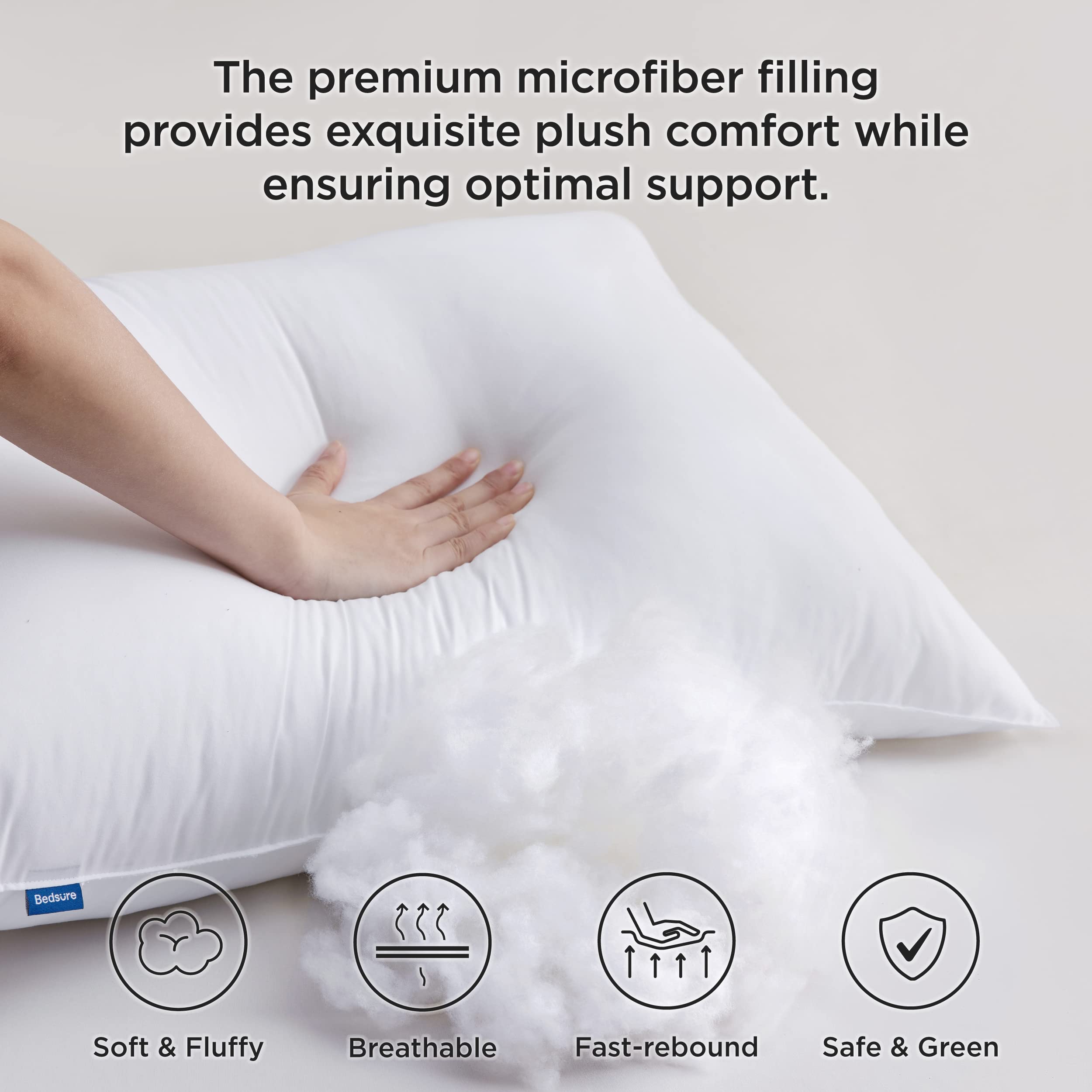 Foto 3 | Pillows Bedsure Soft King Size Paquete De 4 Para Dormir - Venta Internacional