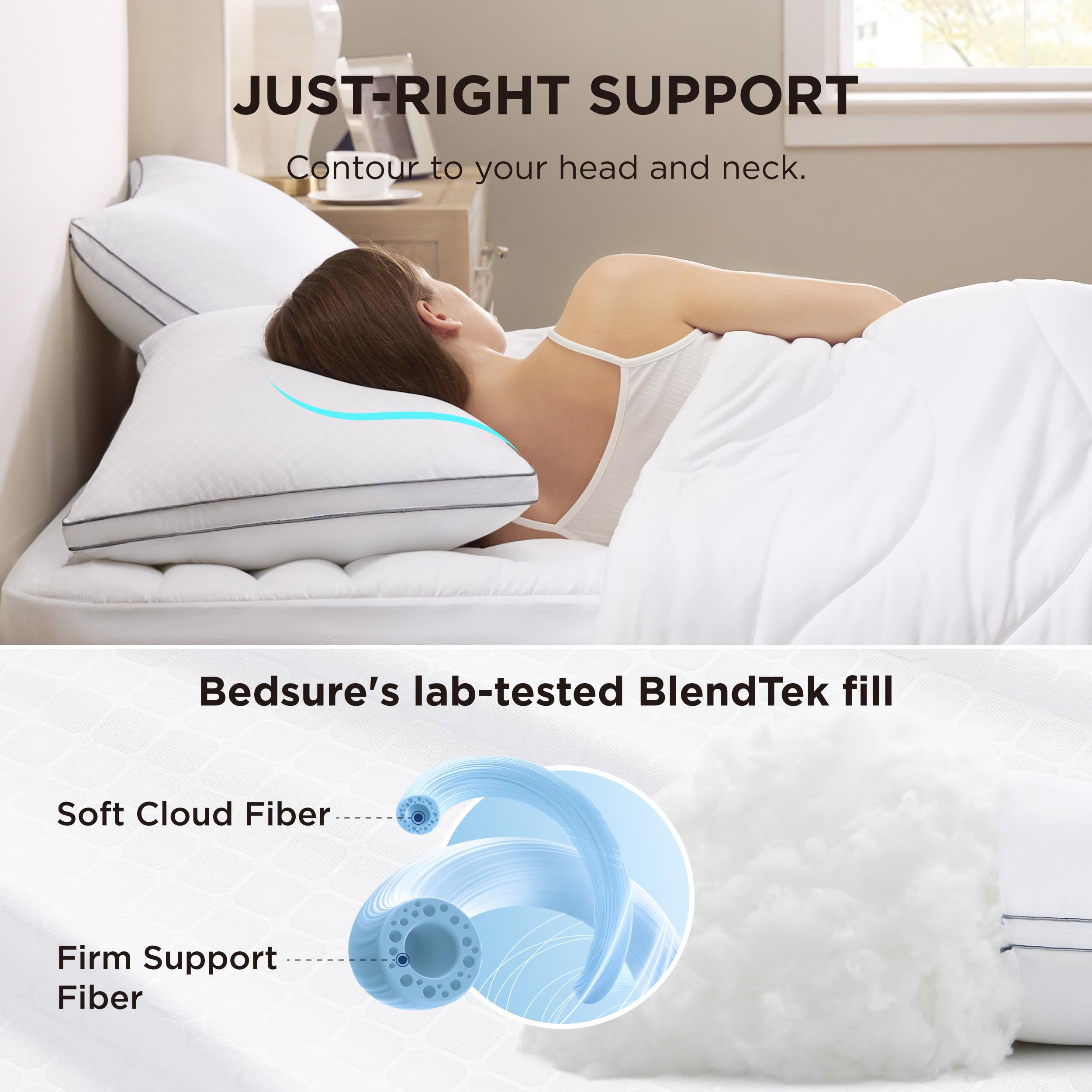 Foto 3 pulgar | Juego de Almohadas Bedsure Fluffy Tamaño Queen para Dormir 2 Piezas - Venta Internacional