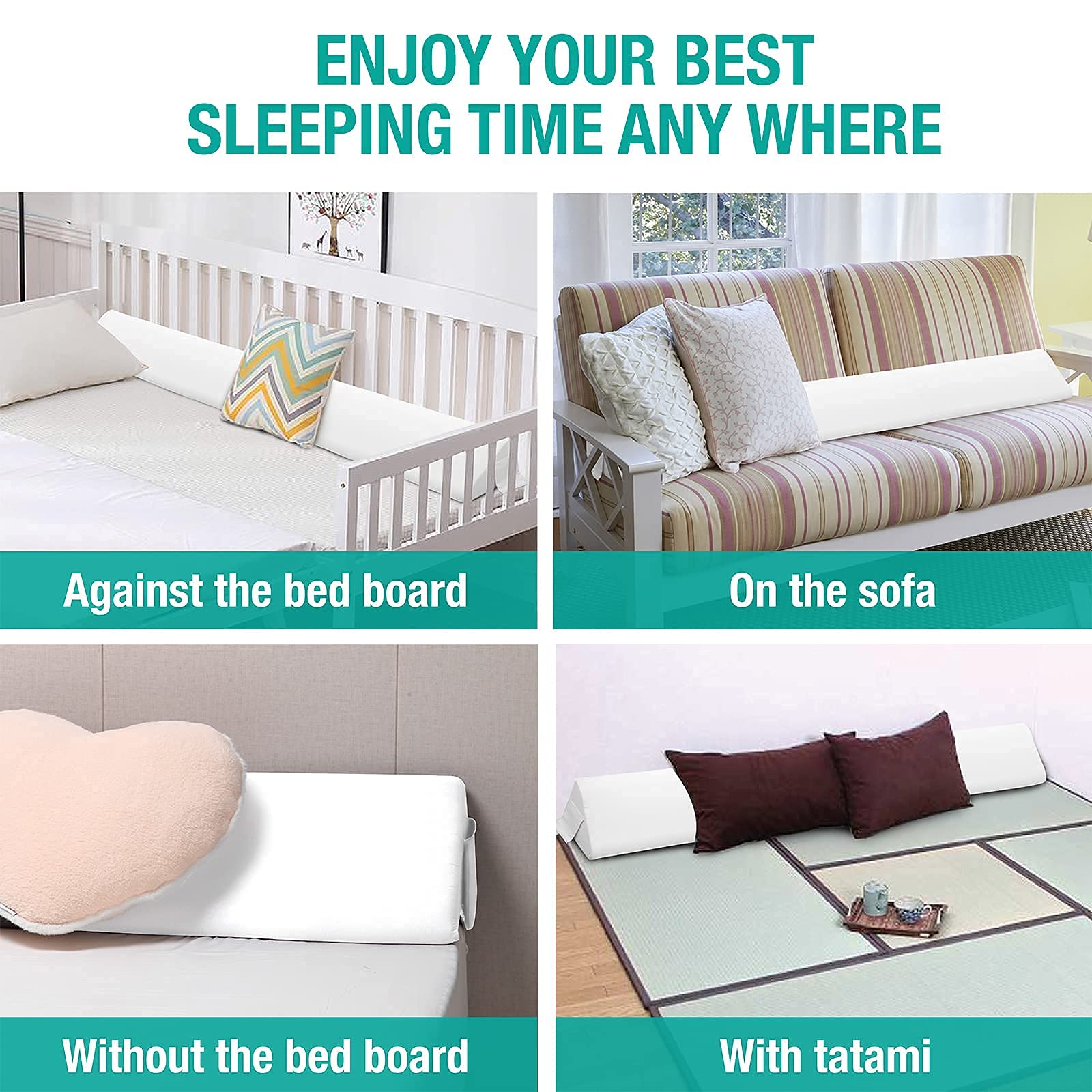 Foto 4 | Almohada En Forma De Cuña Vekkia Tamaño King Para Rellenar Huecos 76 X 10 X 6 Cm Color Blanco - Venta Internacional