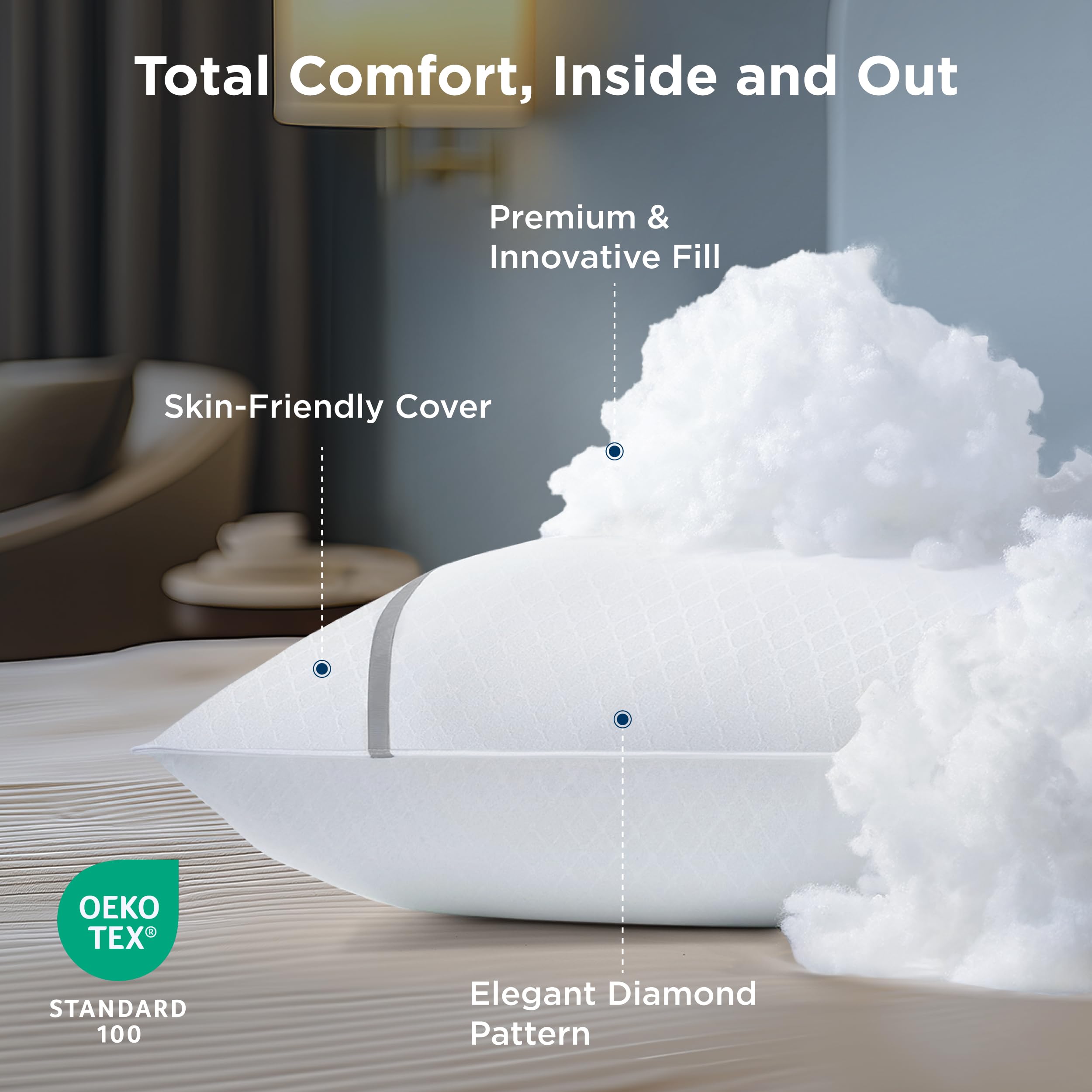 Foto 4 pulgar | Almohadas Bedsure Estándar 2 Piezas - Venta Internacional