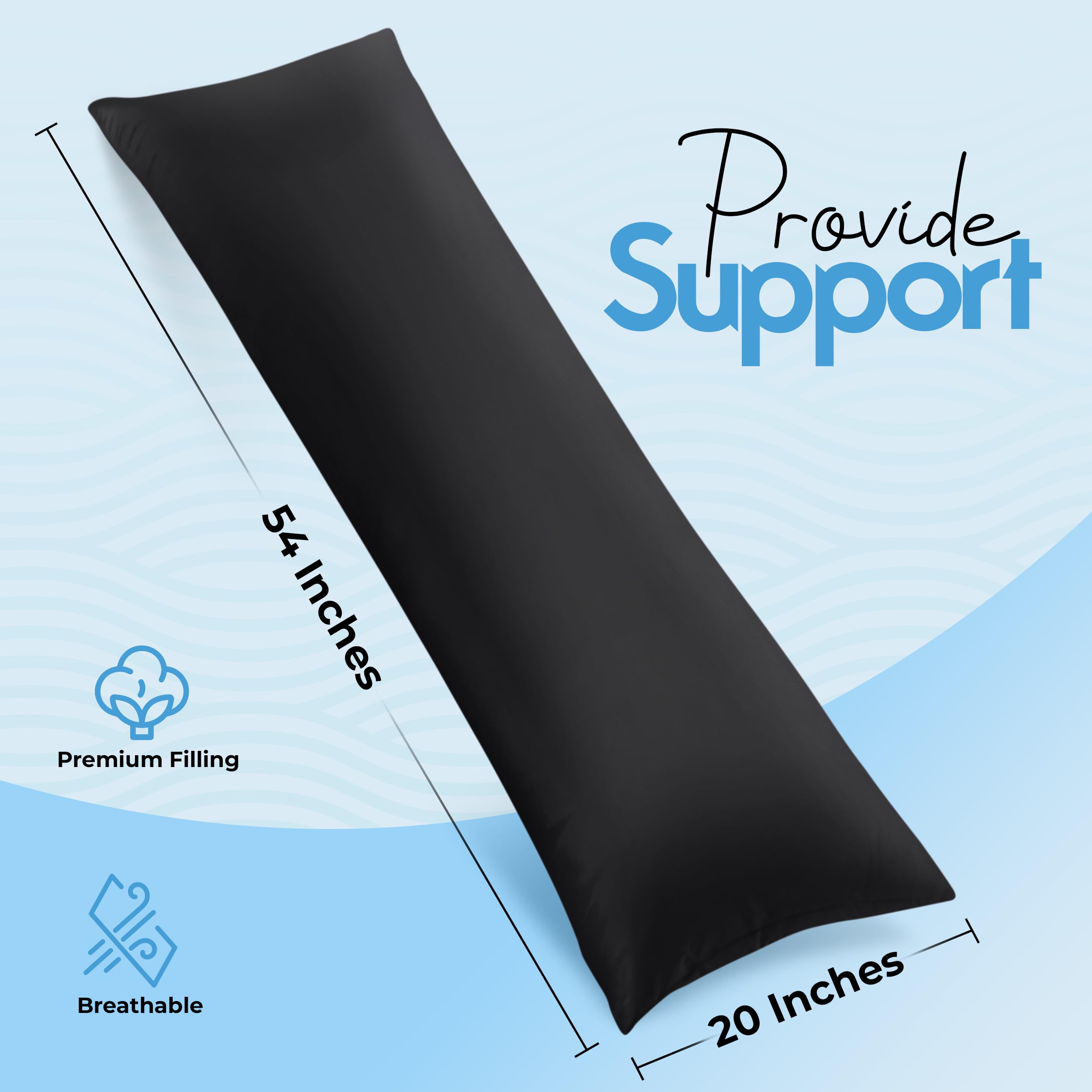 Foto 3 pulgar | Body Pillow Utopia Bedding - Almohada De Cuerpo Completo Para Adultos, Color Negro - Venta Internacional.