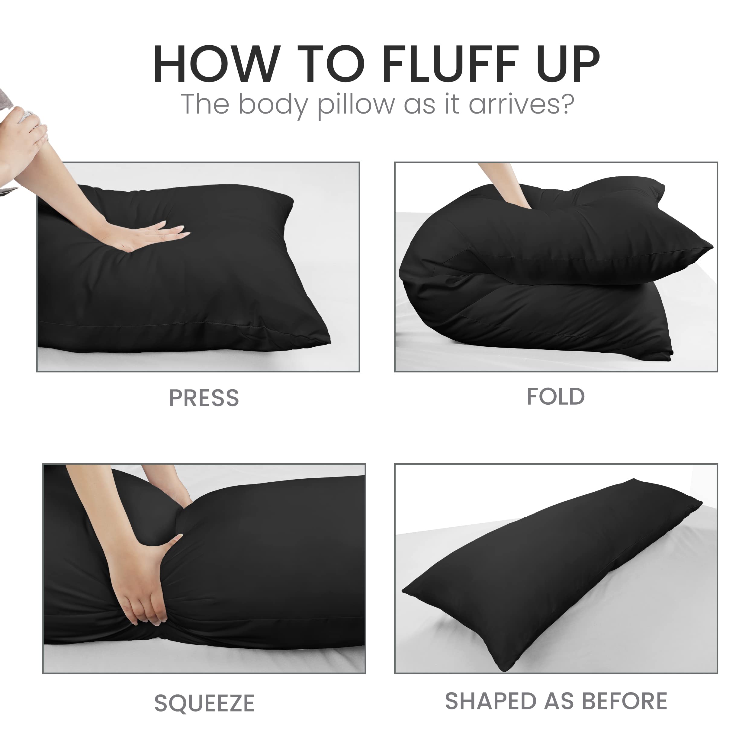 Foto 7 pulgar | Body Pillow Utopia Bedding - Almohada De Cuerpo Completo Para Adultos, Color Negro - Venta Internacional.