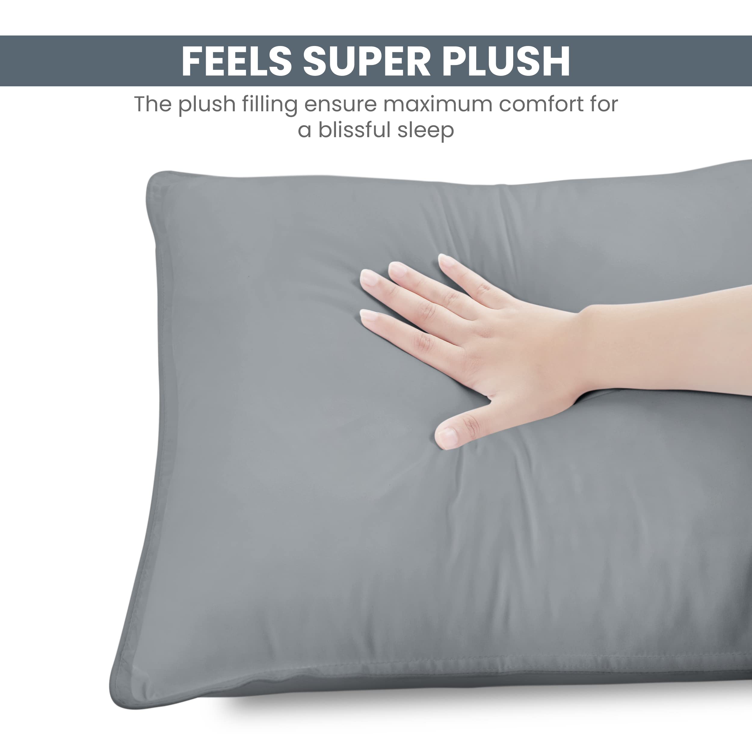 Foto 3 pulgar | Juego De 2 Almohadas De Cama Utopia Bedding, Tamaño King, Microfibra, Color Gris - Venta Internacional.