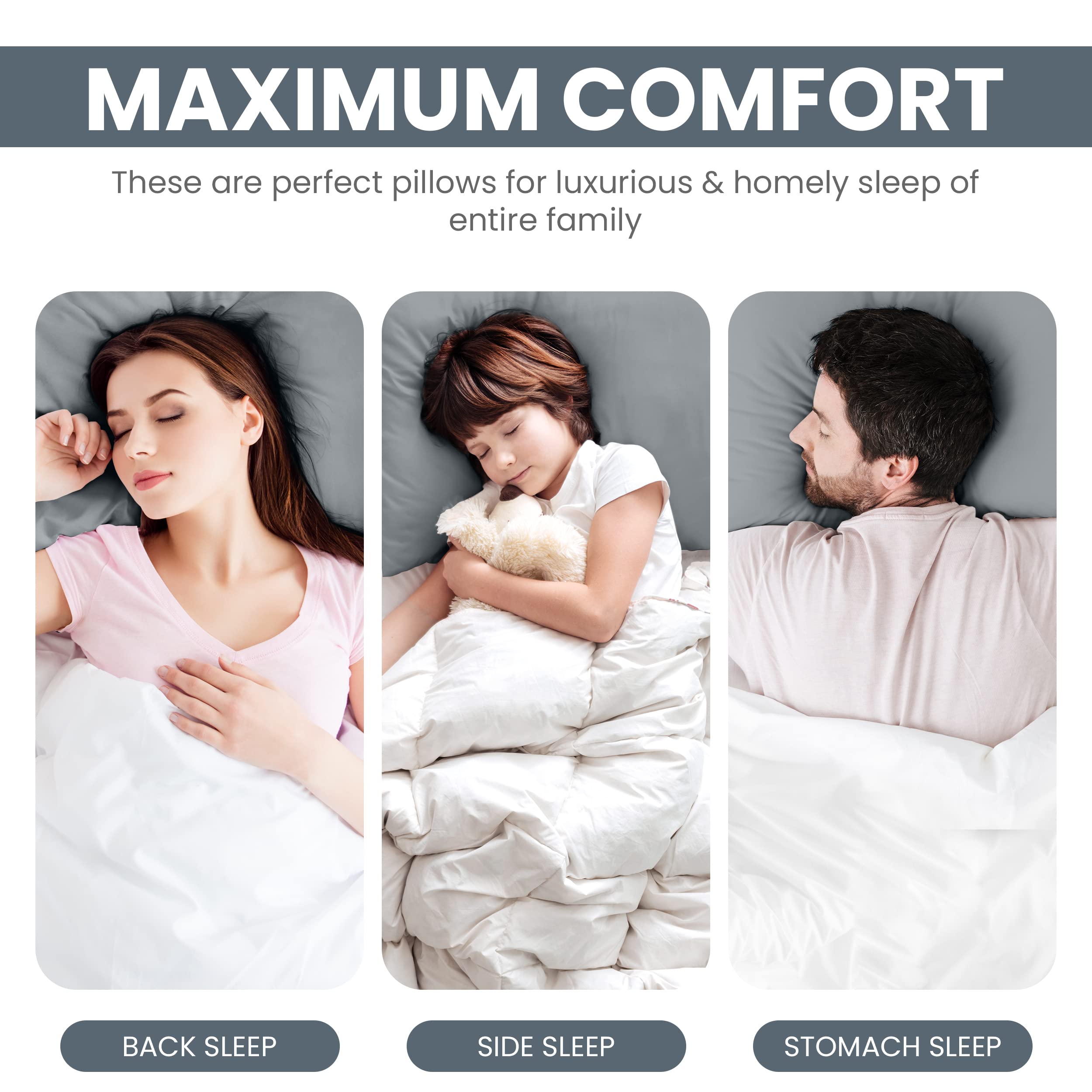 Foto 6 | Juego De 2 Almohadas De Cama Utopia Bedding, Tamaño King, Microfibra, Color Gris - Venta Internacional.