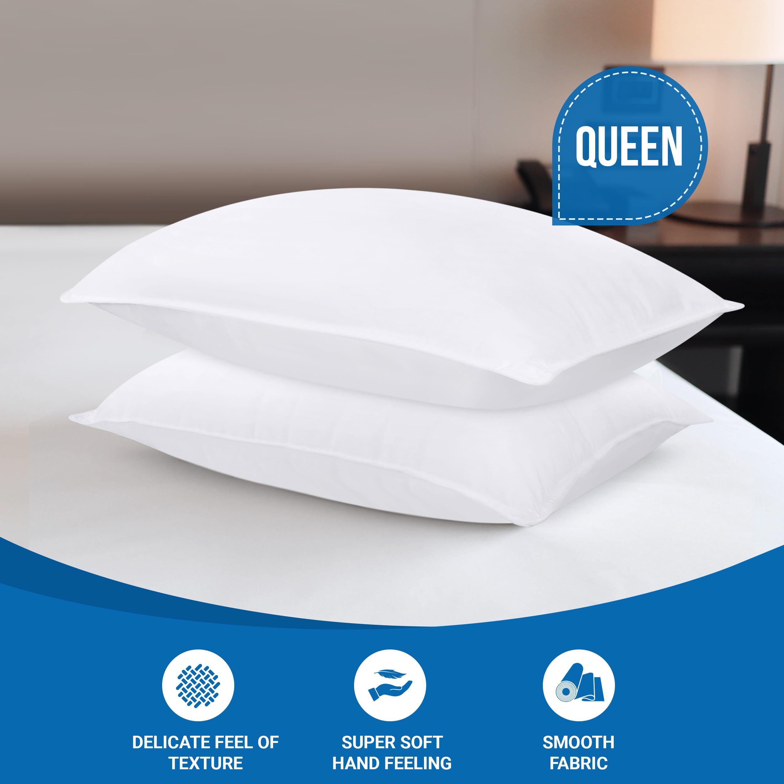 Foto 2 | Juego De 2 Almohadas De Cama Utopia Bedding, Tamaño Queen, Microfibra, Color Blanco - Venta Internacional.