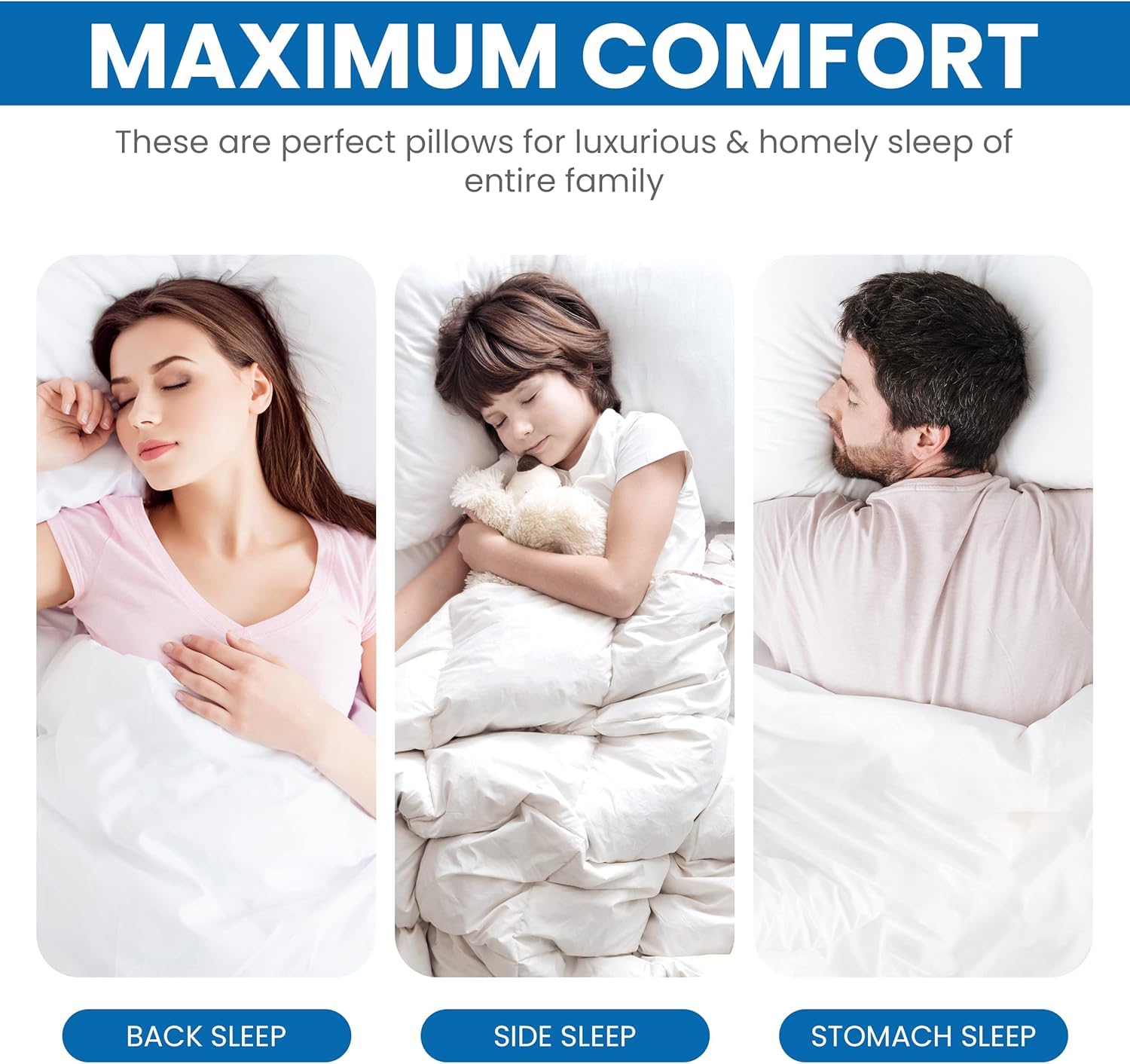 Foto 7 pulgar | Juego De 4 Almohadas De Cama Utopia, Tamaño Estándar/queen, Color Blanco - Venta Internacional.