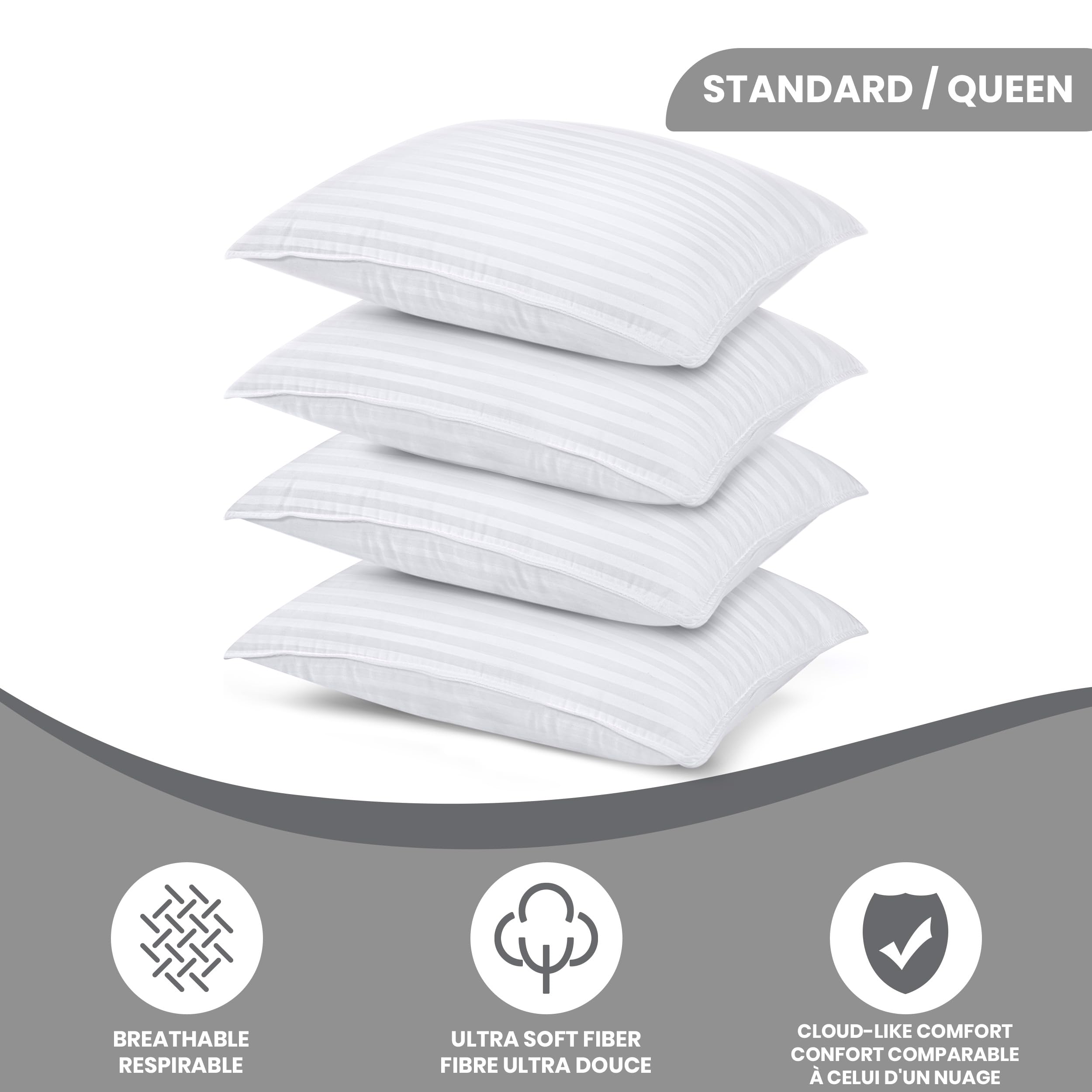 Foto 3 pulgar | Almohadas Utopia Bedding Blancas de 4 Piezas-Venta Internacional