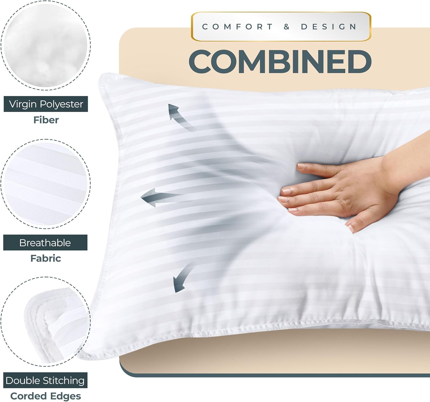Foto 5 pulgar | Almohadas Utopia Bedding Blancas de 4 Piezas-Venta Internacional
