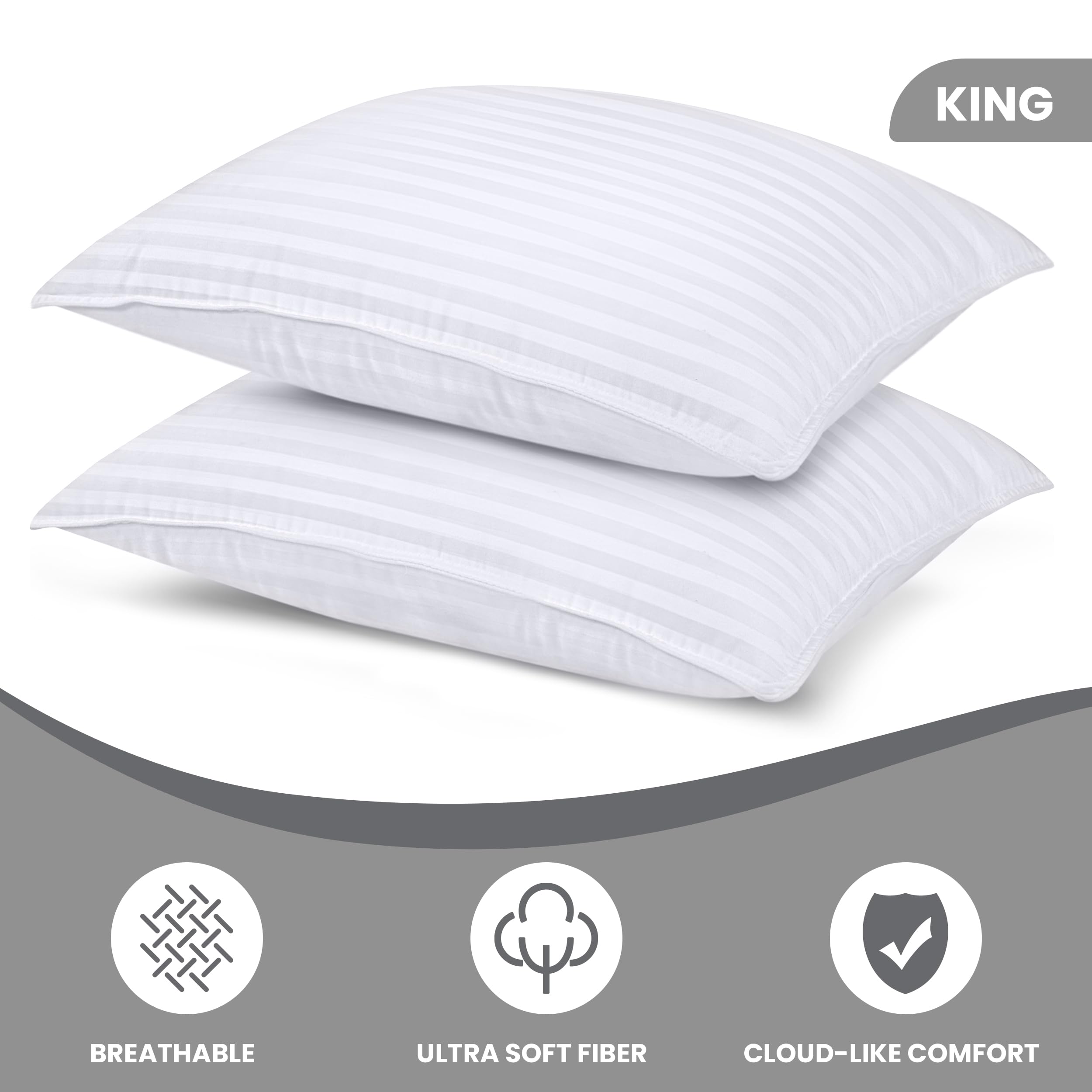 Foto 3 pulgar | Almohadas King Size Blancas 2 Unidades de Polialgodón - Venta Internacional