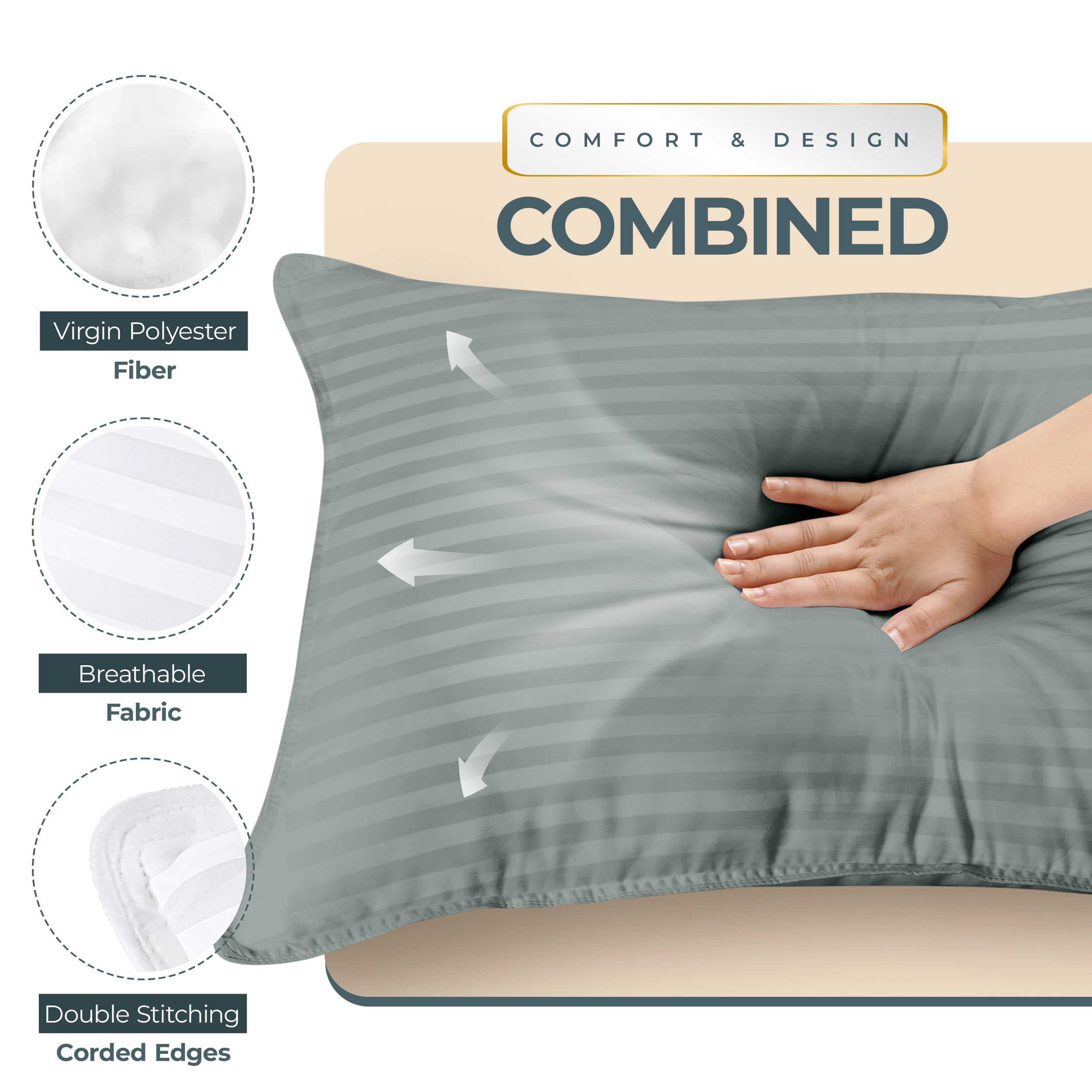 Foto 5 pulgar | Almohadas de Cama Pillows Utopia Gris 2 Piezas - Venta Internacional