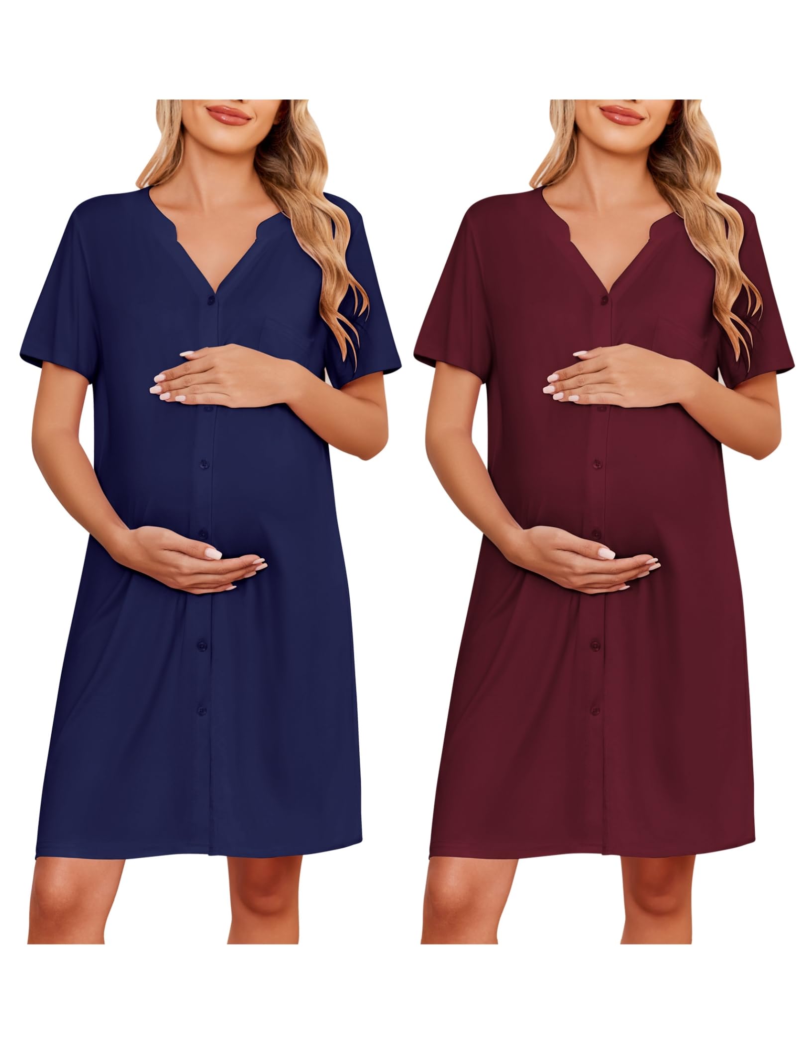 Camisón De Lactancia Ekouaer, Paquete De 2 Unidades, Para Amamantar - Venta Internacional.
