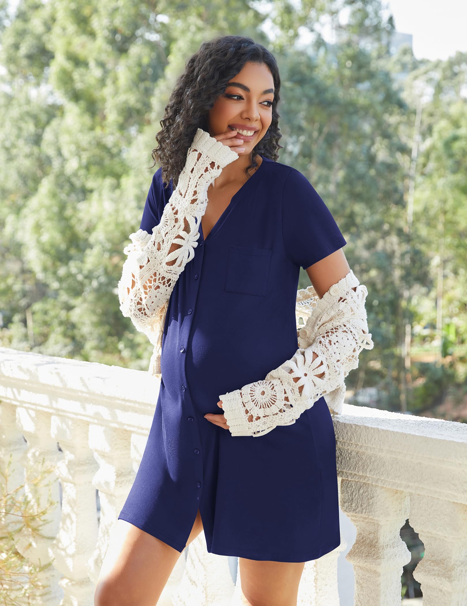 Foto 4 pulgar | Camisón De Lactancia Ekouaer, Paquete De 2 Unidades, Para Amamantar - Venta Internacional.