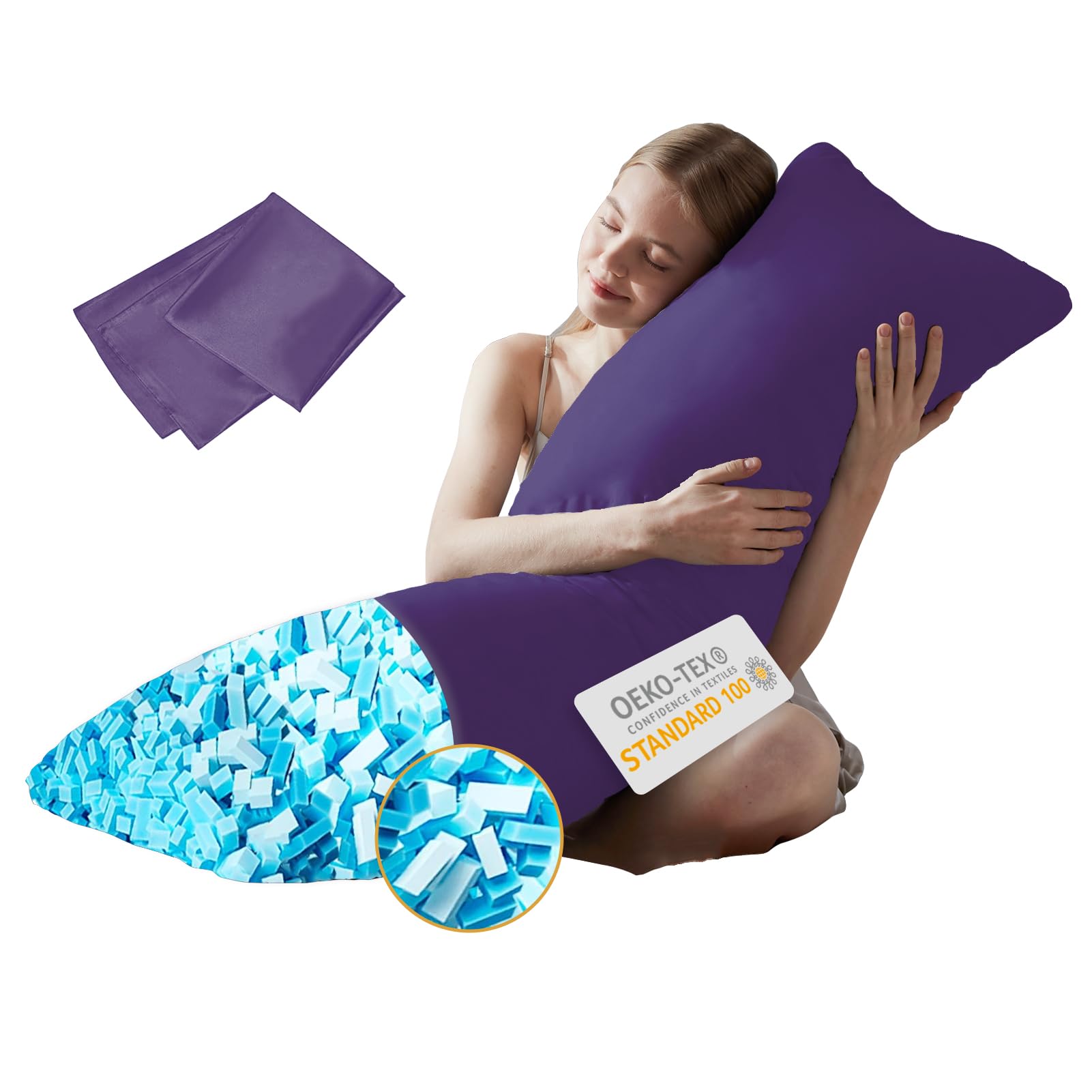 Foto 1 | Almohada Corporal de Espuma Viscoelástica Downcool 20 x 54 Pulgadas Morado - Venta Internacional