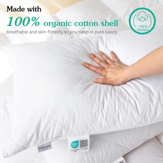 Foto 4 | Almohadas De Cama Con Tres Gansos, Plumas De Ganso Blancas, Poliéster, X2 - Venta Internacional.