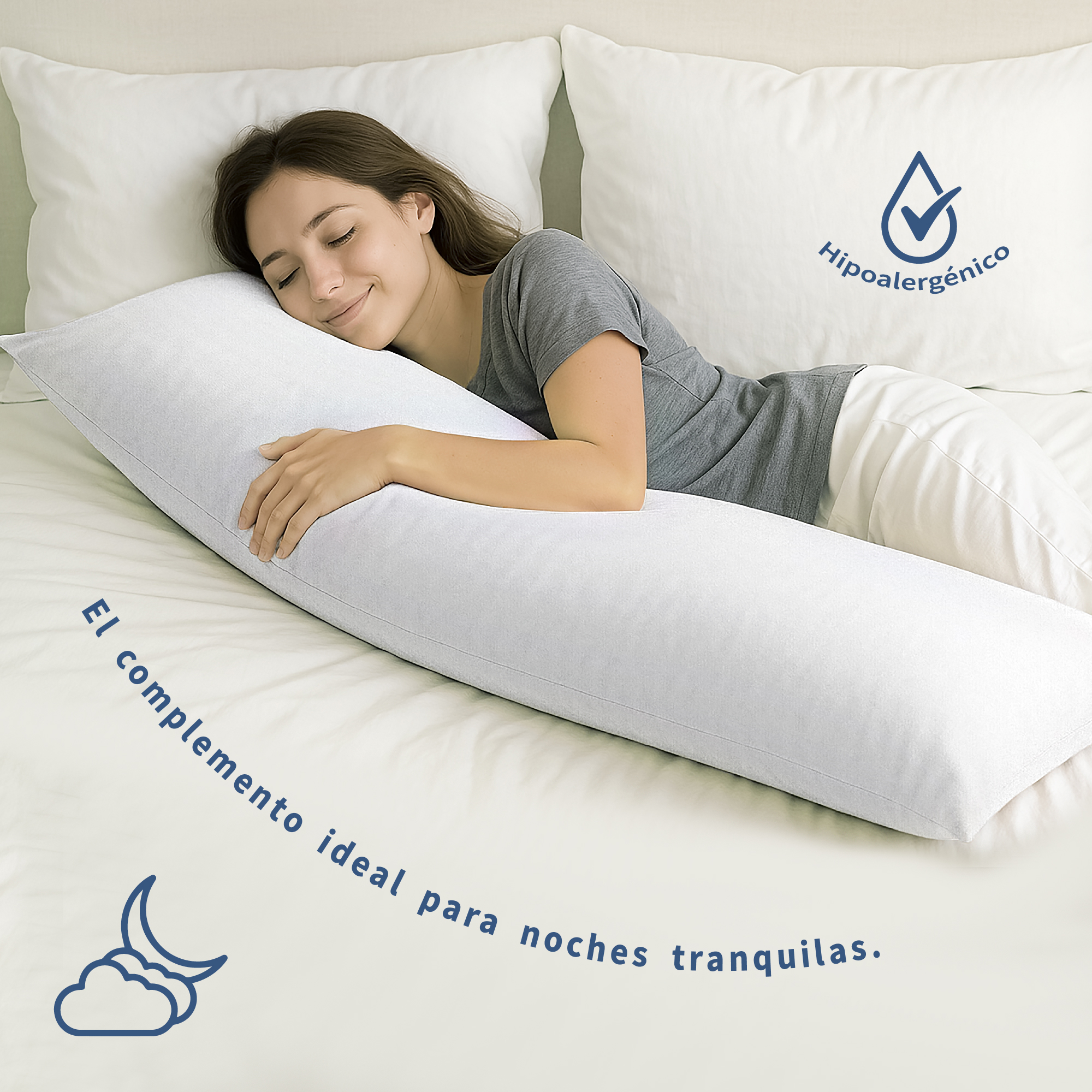 Foto 5 pulgar | Almohada Corporal Tesso Home Transpirable Color Blanco