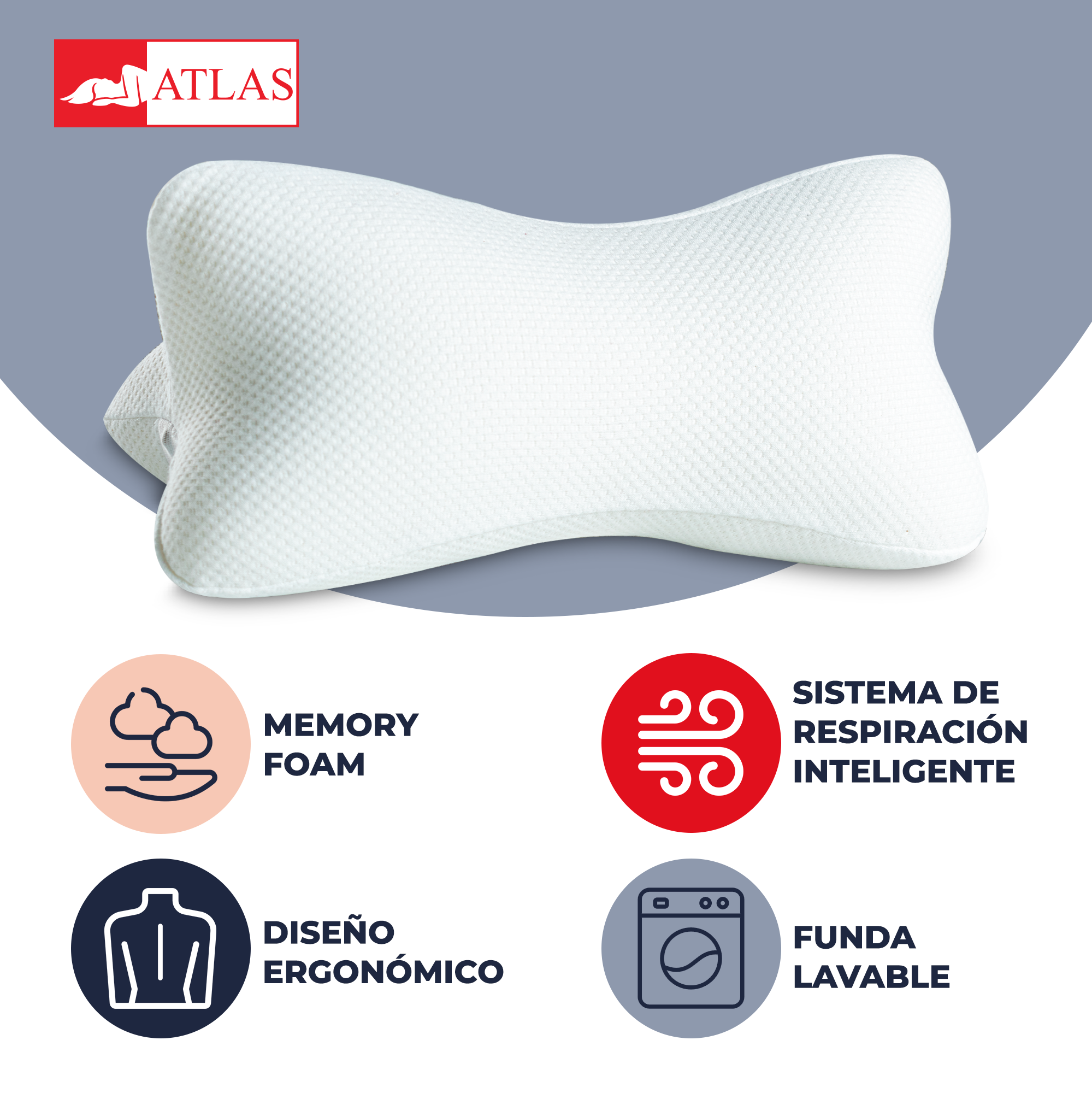 Foto 4 pulgar | Almohada Ortopédica Atlas Bascis Bone de Memory Foam