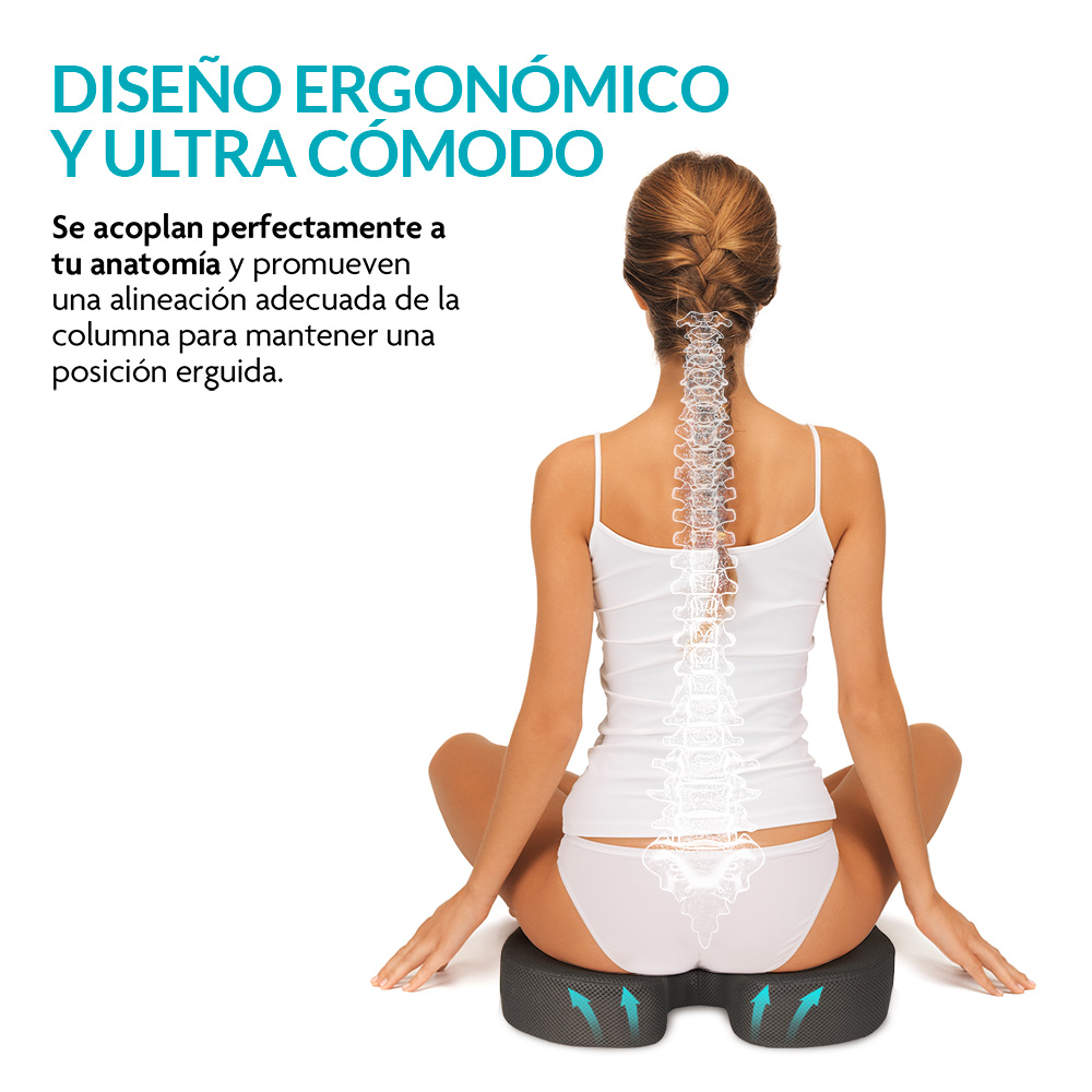 Foto 6 | Almohada Memory Foam Lumbar Coxis Ortopedico Ergonomico 2 Piezas, Neurolux, Negro, 83560