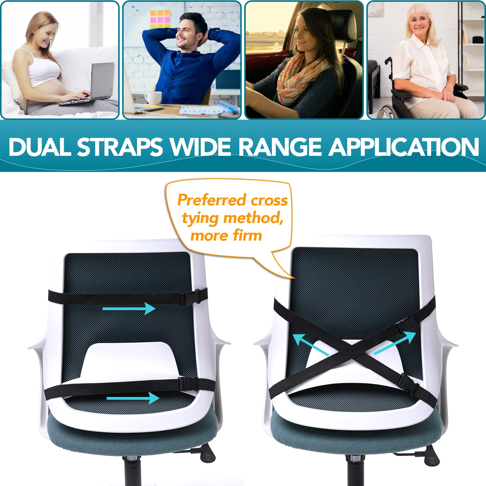 Foto 8 pulgar | Almohada de Soporte Lumbar Qutool para Silla de Oficina y Coche - Venta Internacional