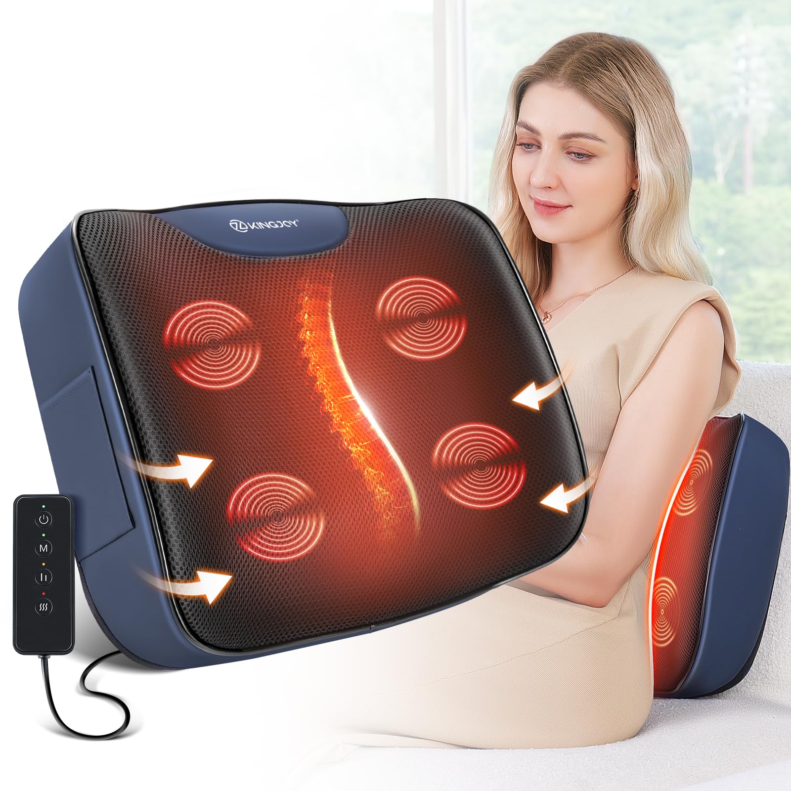 Foto 1 | Almohada de Soporte Lumbar Kingjoy Climatizada con Espuma Viscoelástica Vibratoria - Venta Internacional