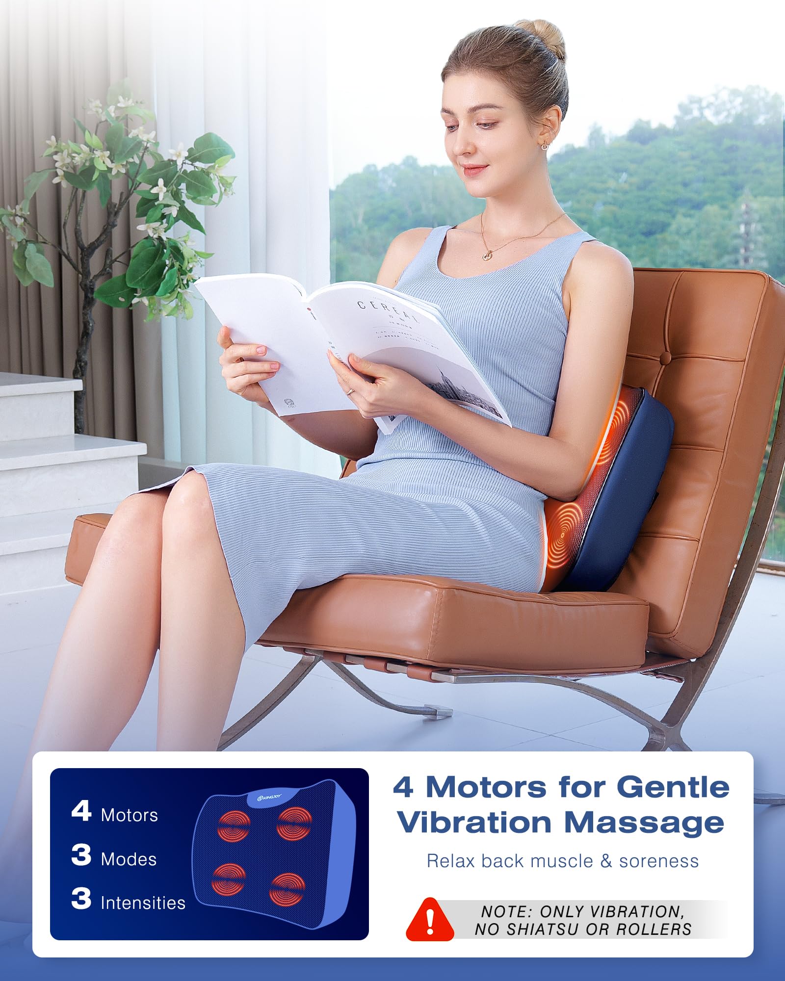 Foto 3 | Almohada de Soporte Lumbar Kingjoy Climatizada con Espuma Viscoelástica Vibratoria - Venta Internacional
