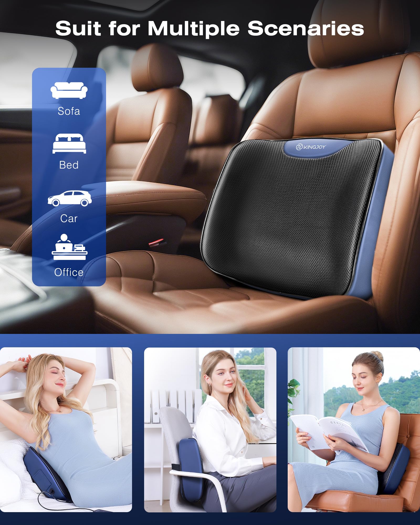 Foto 5 pulgar | Almohada de Soporte Lumbar Kingjoy Climatizada con Espuma Viscoelástica Vibratoria - Venta Internacional