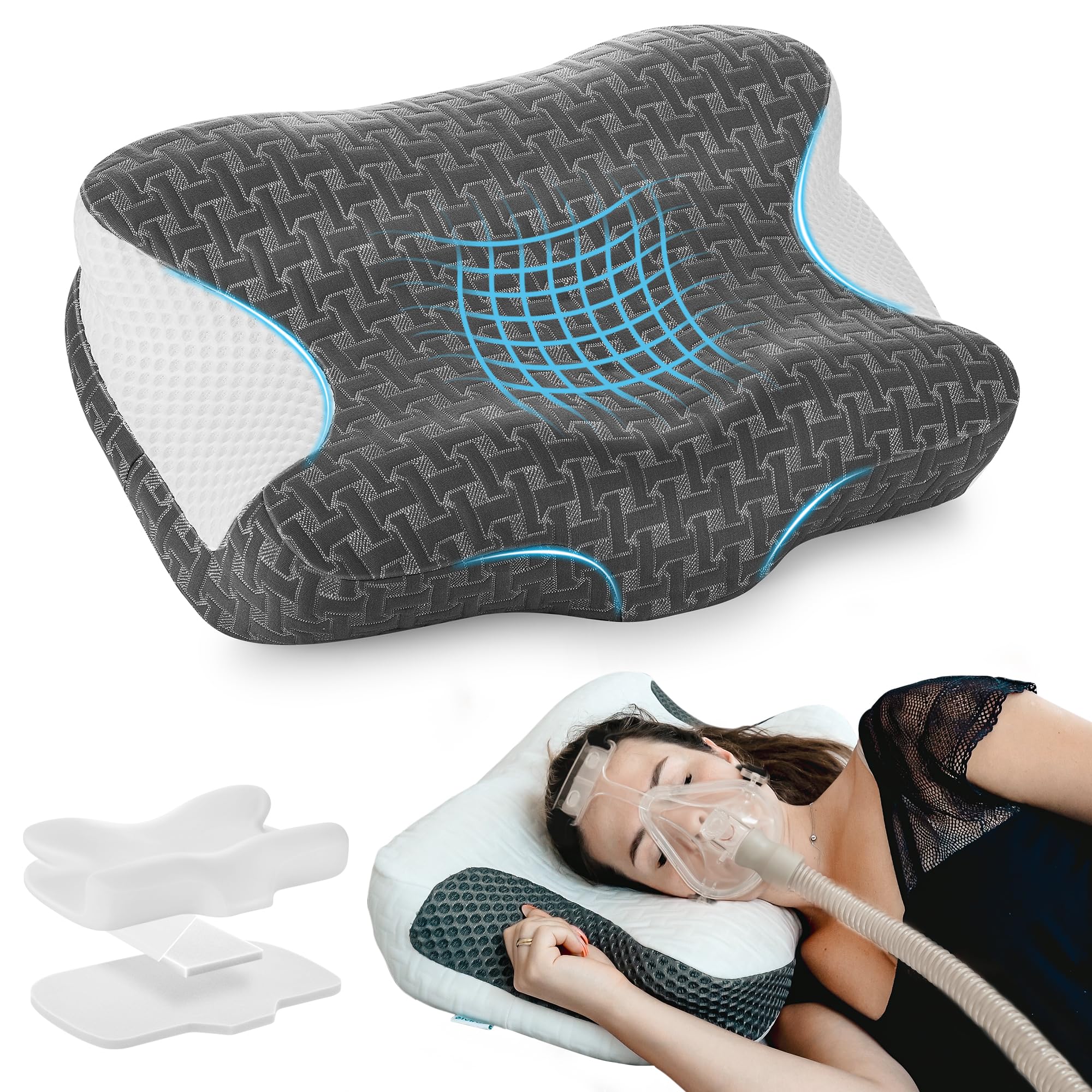 Almohada Cpap Elviros, Espuma Viscoelástica Para El Cuello Cervical - Venta Internacional.